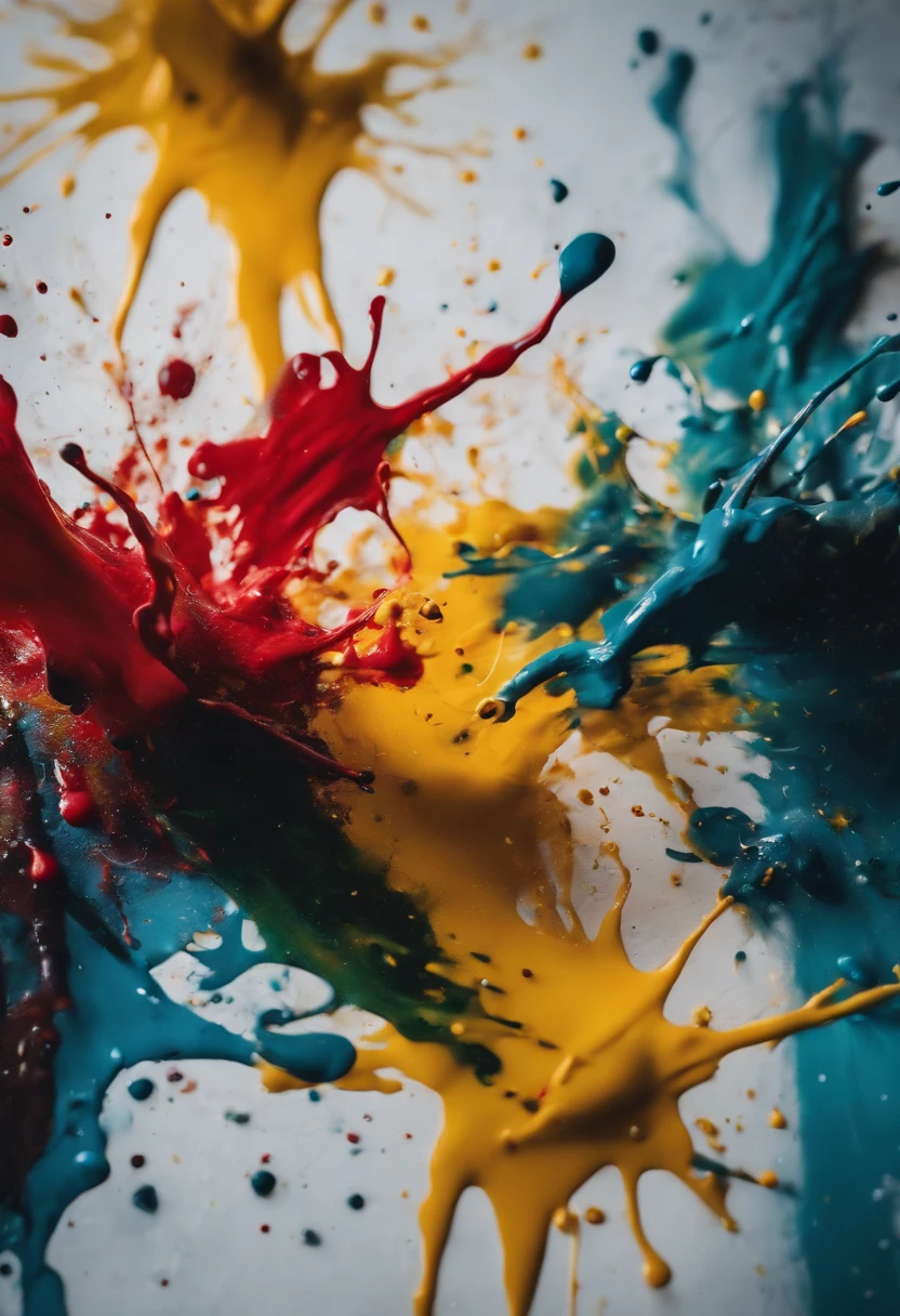 a dynamic action shot of paint splatters on a canvas, showcasing the bold and expressive nature of abstract art as a background