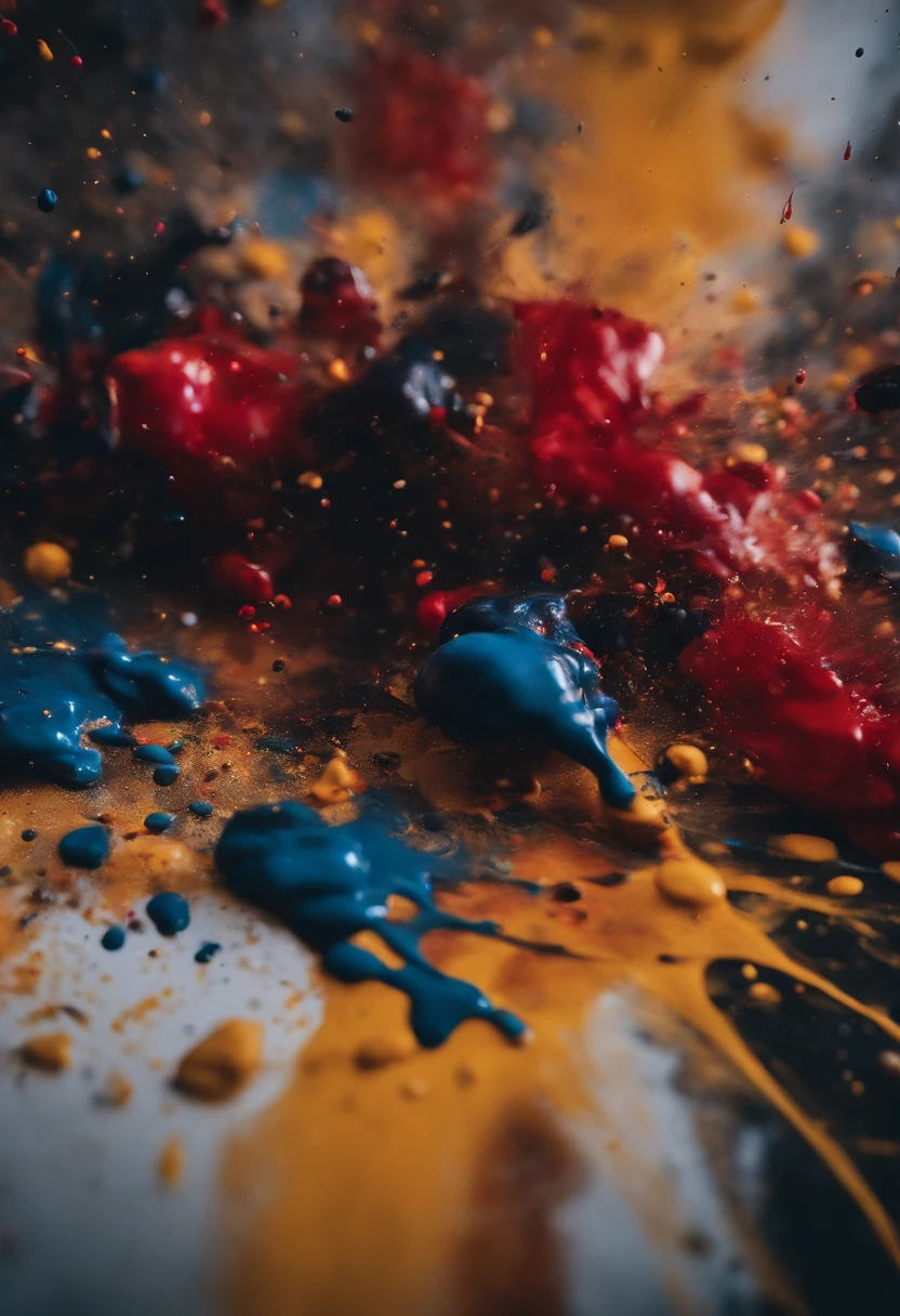 a dynamic action shot of paint splatters on a canvas, showcasing the bold and expressive nature of abstract art as a background