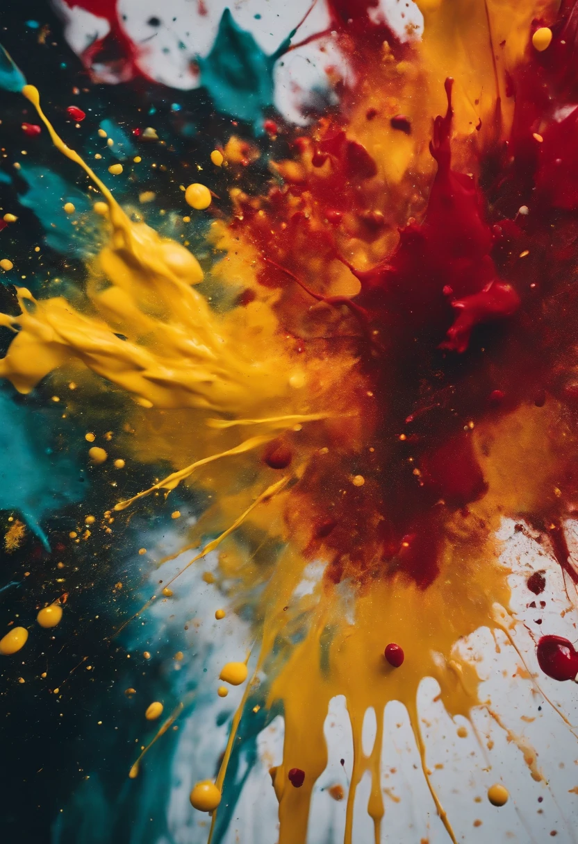 a dynamic action shot of paint splatters on a canvas, showcasing the bold and expressive nature of abstract art as a background