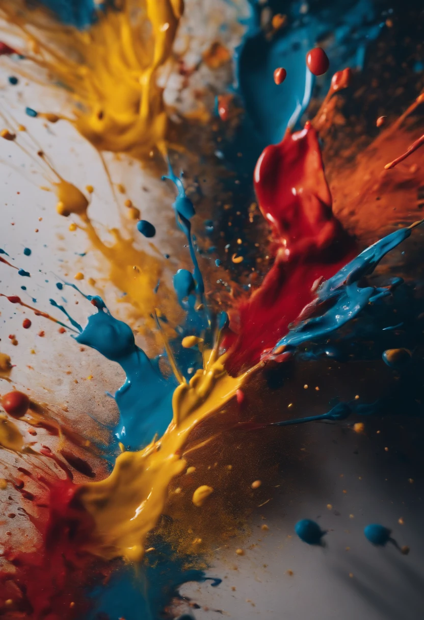 a dynamic action shot of paint splatters on a canvas, showcasing the bold and expressive nature of abstract art as a background