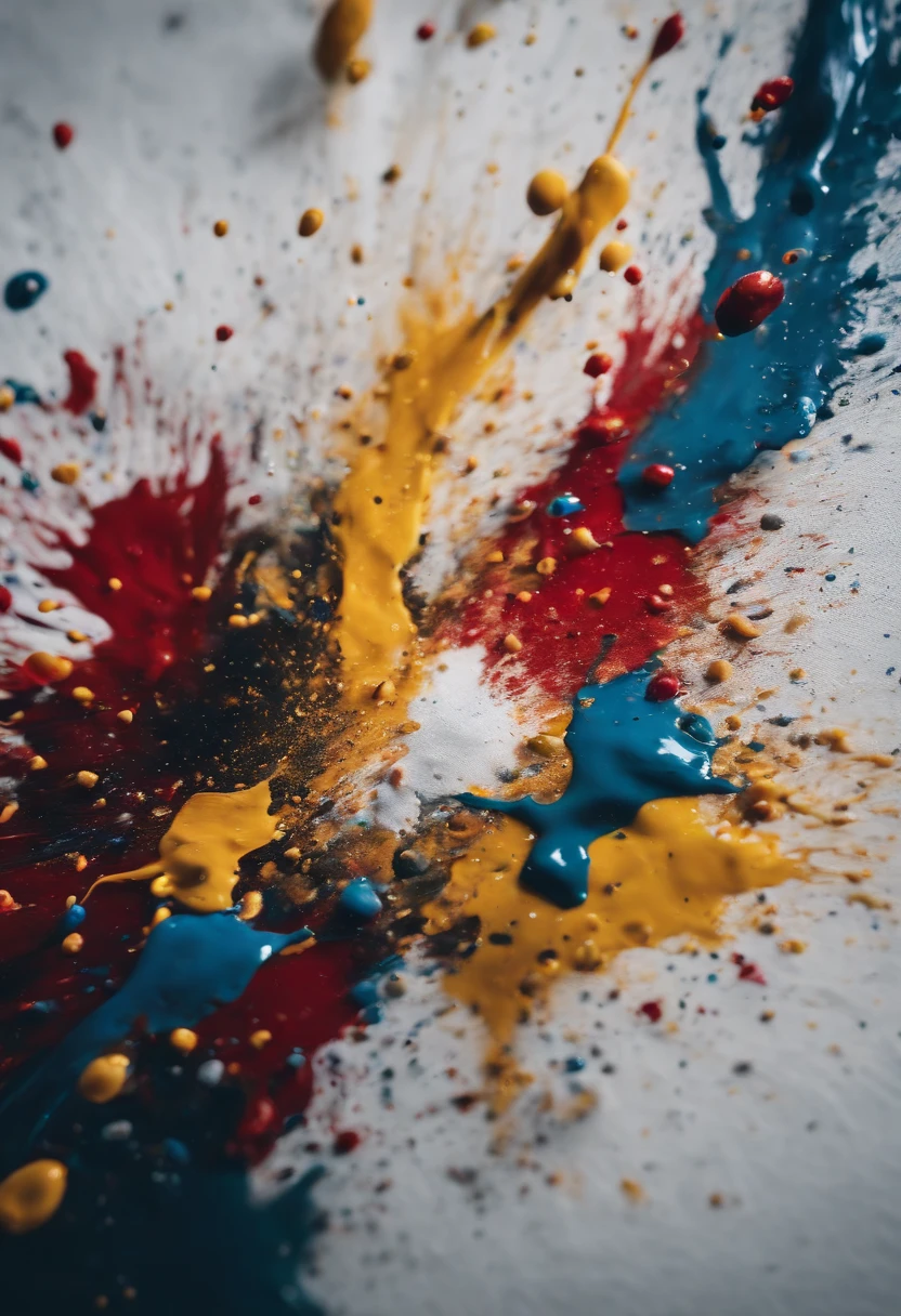 a dynamic action shot of paint splatters on a canvas, showcasing the bold and expressive nature of abstract art as a background