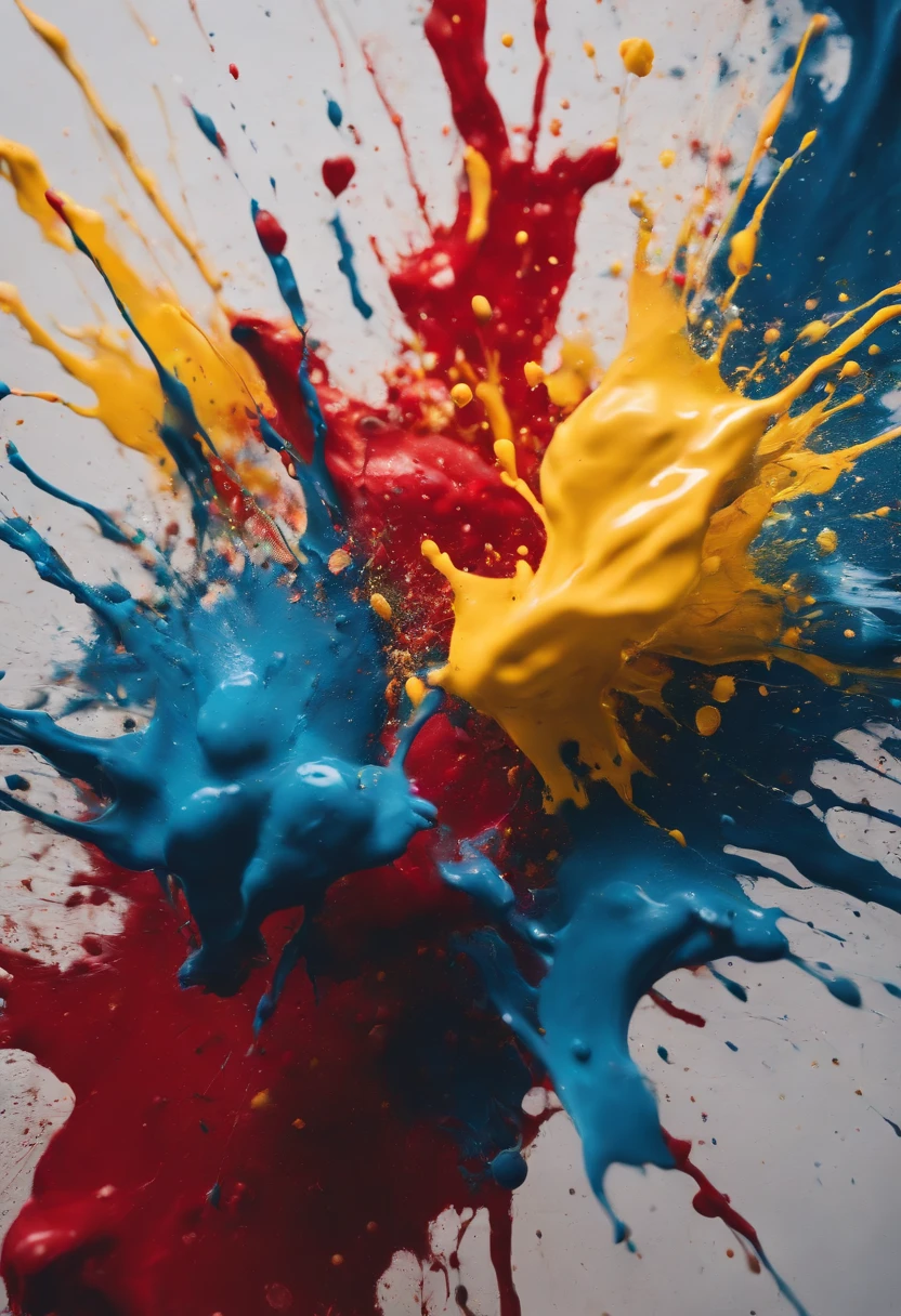 a dynamic action shot of paint splatters on a canvas, showcasing the bold and expressive nature of abstract art as a background