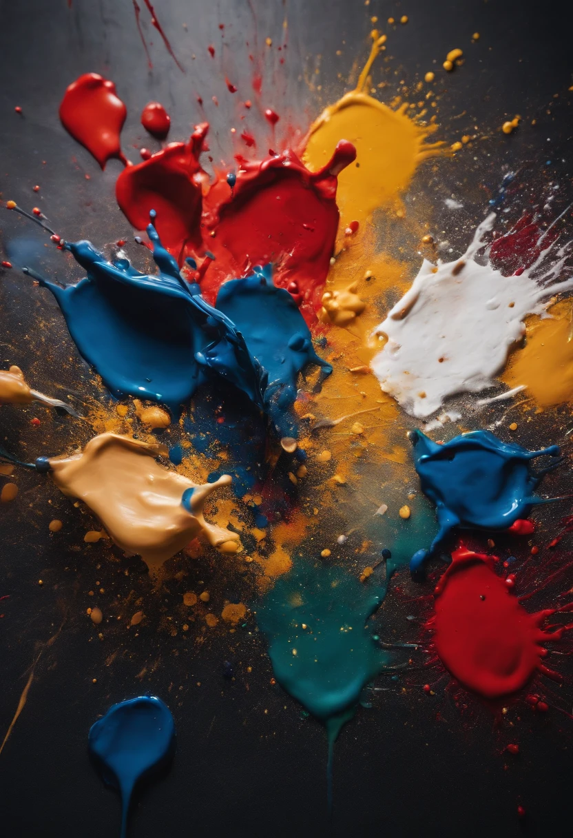 a dynamic action shot of paint splatters on a canvas, showcasing the bold and expressive nature of abstract art as a background