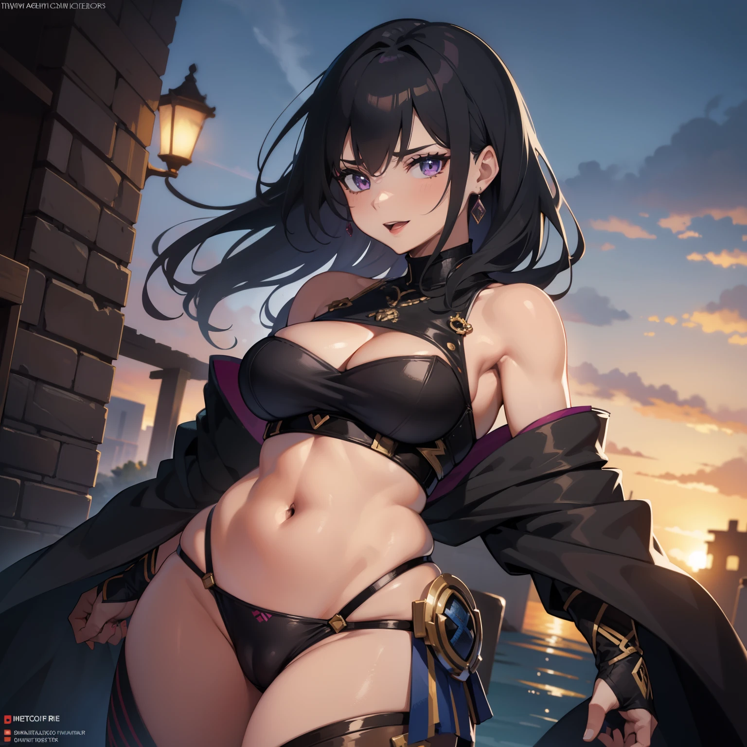 Beautiful shinobi ,(((wetting cameltoe))),( posture), expression,ass close up,trending on artstation, Sharp focus, Intricate details, Highly detailed, intricate face details, Curvy physique, Thick body,((Mature female)),(Open mouth),((Sexual suggestiveness)),at the palace,vibrant, 4K, Intricate details, big breasts enchanting, Professional manufacturing, 12k resolution,(Seductive smile), Black hair with purple highlights
