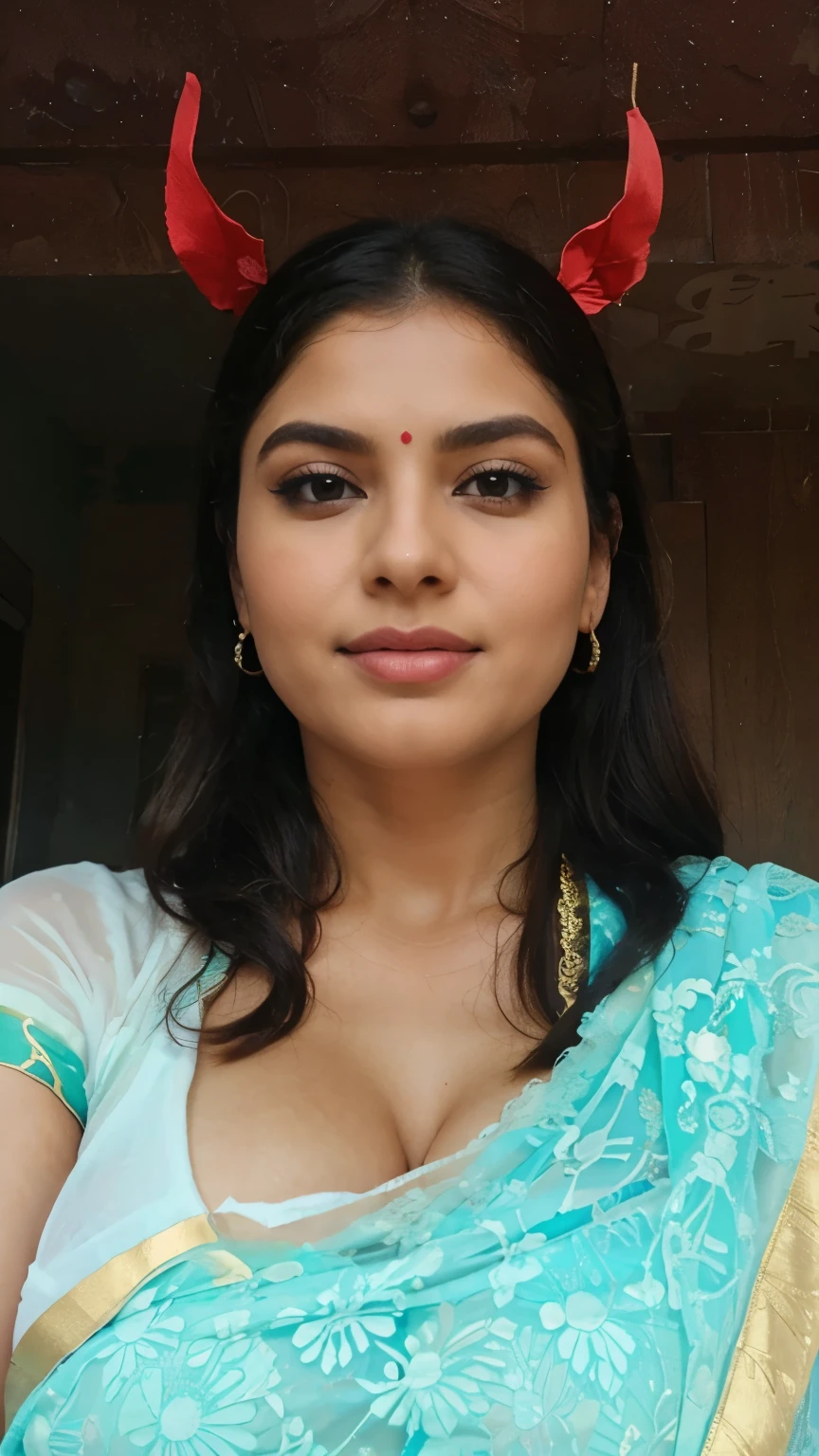 Nsfw big tits and cleavage more visible see through saree