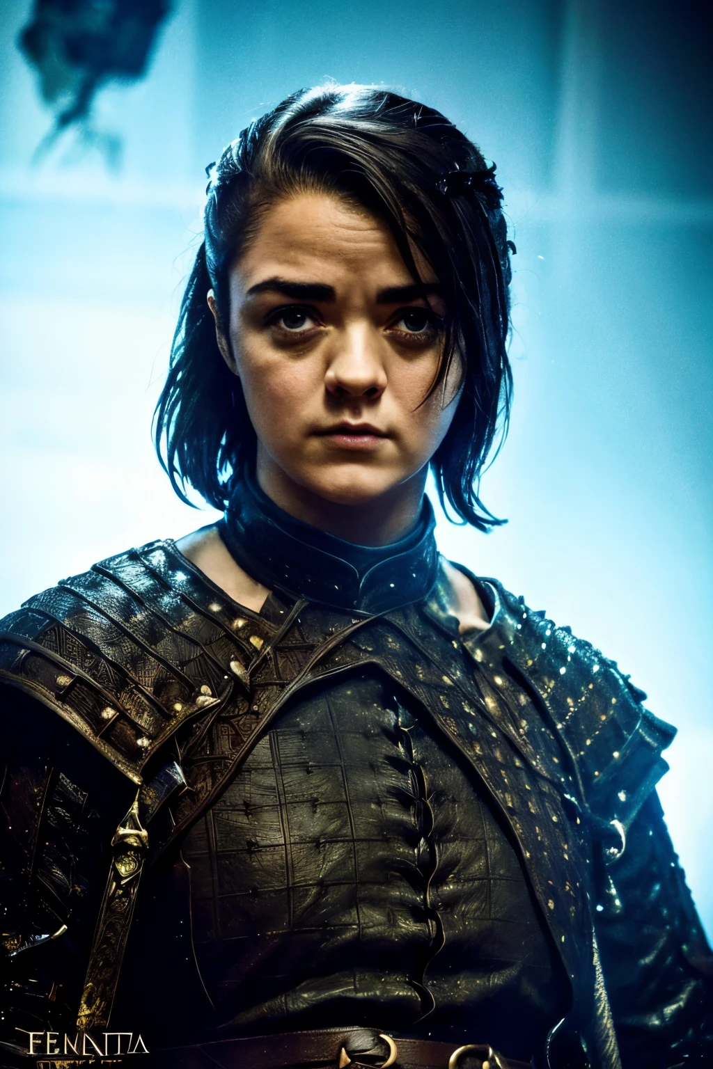 close-up portrait, Arte centrada, 1 girl, sozinho, ((sozinho)), (((only one character))),  ((( in dynamic combat pose)), (( segurando espada fina))) , esgrima, Rosto detalhado, Arya Stark in dynamic pose, Rosto de Maisie Williams, rosto de Arya Stark, fantasia de arya stark, Roupas de Arya Stark, A Guerra dos Tronos,,  A Guerra dos Tronos, Gothic colors, climate of tension and terror, Adobe Illustration, trending on ArtStation, 8k, disco Rigido , master part, arte linda, detalhes intrincados.