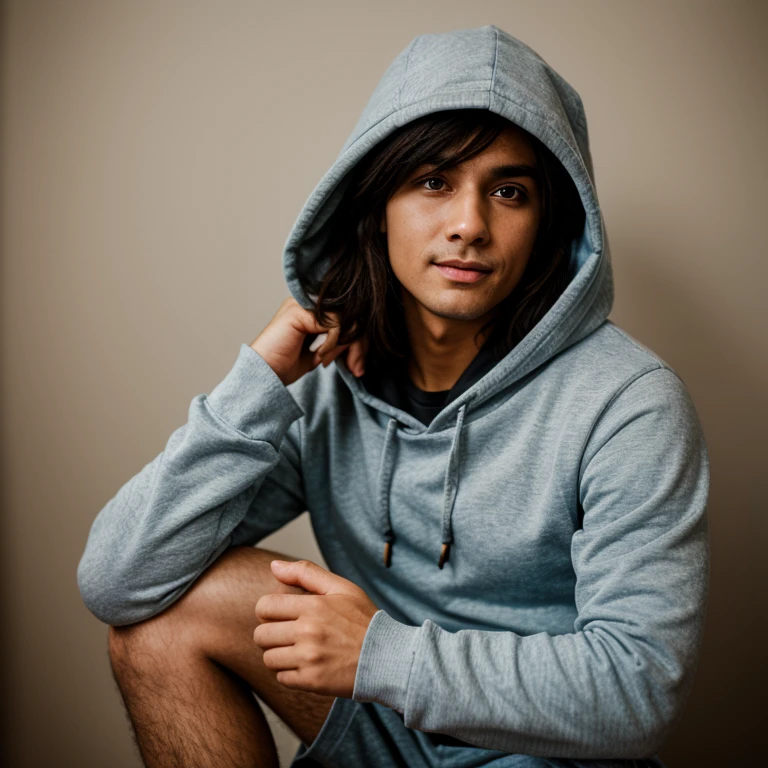 A man wearing a hoodie words "fikar