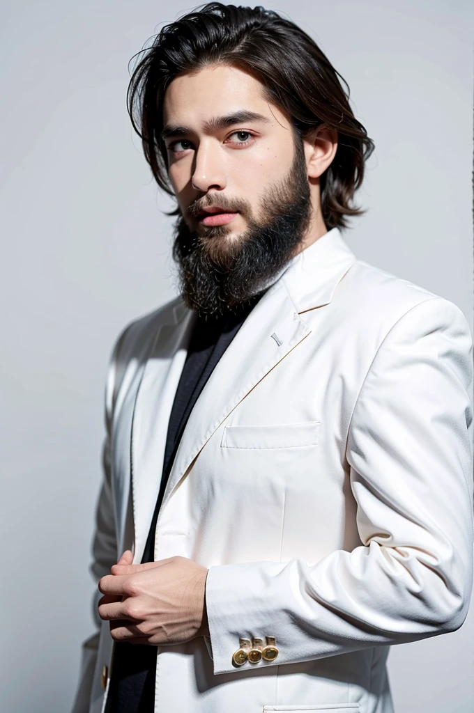 1boy,handsome male,face,beard,white background,