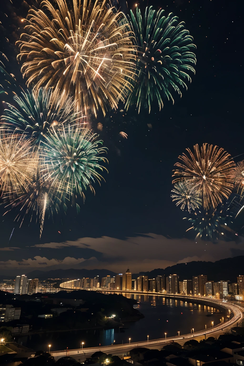 escavadeira sany, ano novo, fireworks, 2024