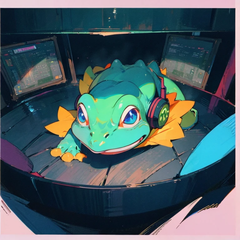 frog.headphones,In a dark room,Live commentary while playing the game