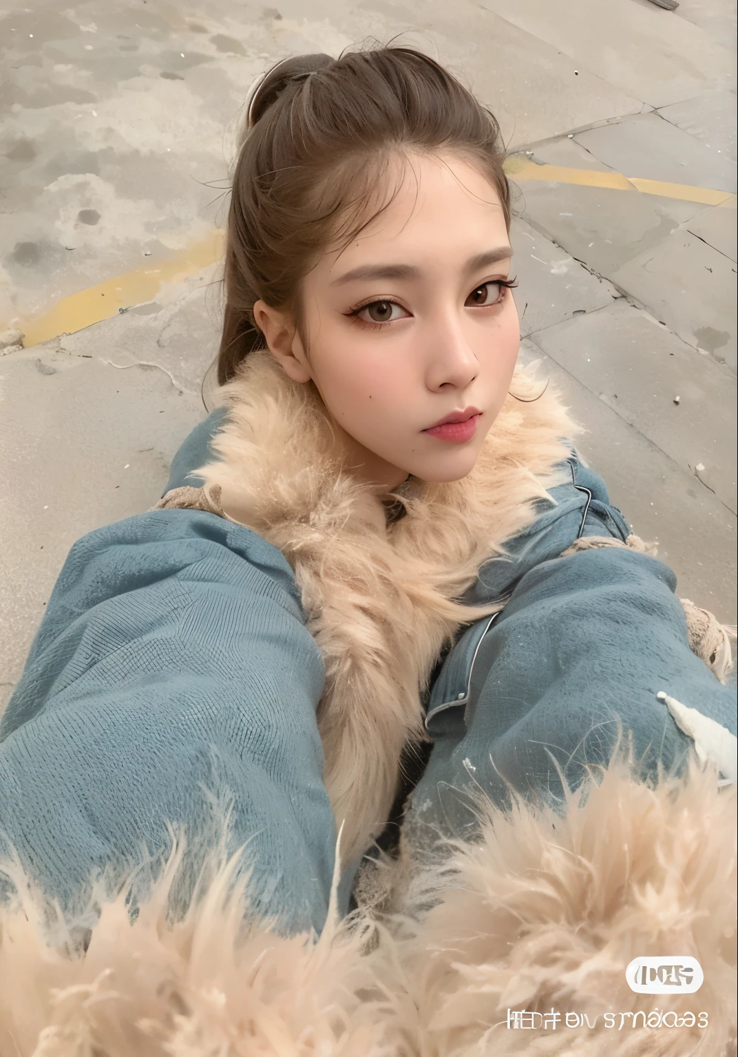Mujer con un abrigo peludo y un abrigo peludo puesto, ulzzang, Jinyoung Shin, Sakimichan, dilraba dilmurat, E - Chica, e-chica, pelaje esponjoso y esponjoso, 8k selfie photograph, selfie de una mujer joven, Sha Xi, Parque Roseanne de Blackpink, Jossi de Blackpink