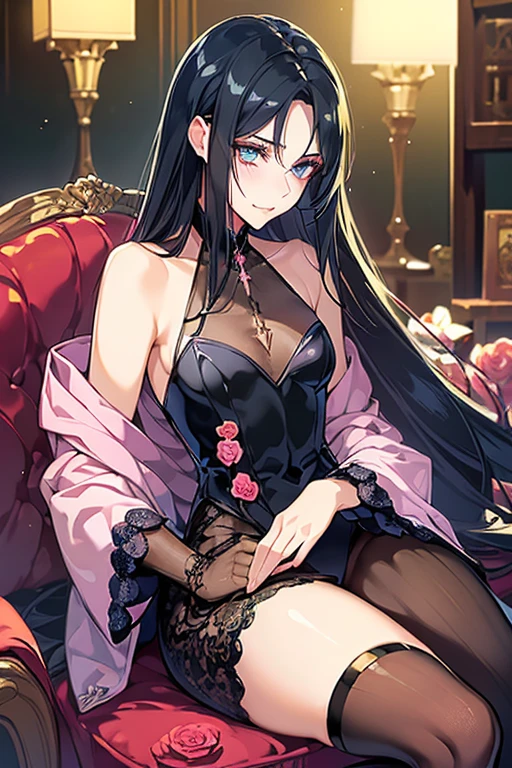 (masutepiece, Digital Art, Digital Illustration, 4K, 8K, Ultra-detailed, beautiful image, Sharp Image, Photorealistic, Raw photo, Perfect face, Perfect lines, Perfect eyes, Soft lighting) 1 woman, (Long Black Hair,straight haired,Bullish gaze,Beautie,ellegance,mode ,Onepiece,Solid makeup,23 y-o woman,small tits:1.3),スーツ姿のハンサムなember性2人, (ember,ember性はスーツ姿,well-muscled,Firm shoulder width, emberの,Boyish hairstyle,English gentlemanly style,クールな表情の30代ember性,明るい笑顔の28歳ember性:1.2),Antique furnishings,Antique Clamps,Antique chair,chandeliers,Crystal Glass,Luxury,fantastical light,Marble fireplace,(embarrassed from,Shy smile,Bouquet of pink roses:1.2),Antique sofa,Leather sofa,Crying face,Crying in frustration,Beautiful tears、the kiss、kiss、a couple、couple kissing、Romance、ssex、Have 、Wet pubic area、insert 、、Overflowing、Full body painting,(一人の女の子と一人のember,Having :1.5),(ember, emberの,Rubbing the girl's boobs:1.2),Cheek dyeing、gasping face、embarrassed、boredom、begging、Unhappy、Greedy expression,Wet pubic area、 xen、Open your crotch wide、Cowgirl、Fluttering chest、Wet shirt、Sheer black lace underwear、Underwear to take off、