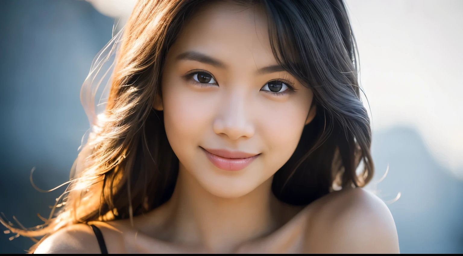 highest quality, epic realistic, ((portrait:1.5)),(background: white) high contrast ,glorious picture, lowest lux, lighting face, she's comfortable, wearing nothing, looks incredible, (8k, Raw photo, Highest quality),(epic realistic:1.5), a woman, face,(detailed eyes:0.8),(looking at the camera:1.4), (Highest quality), ( high contrast, deep shadows),Intricate details,cinematic,((skin:1.4)), (long dark hair:1.3), long hair, messy ,(Hdr:1.5),Detailed, colors, Superior quality, Masterpiece, Raw Photo (20-year-old, looking at viewer), beautiful, (wearing nothing), perfect, natural, perfect composition, portrait, perfect face, smiling expression, Captivating eyes, Bright details, Tight lips, (High Skin Detail),, (blue tint: 0.6), (sale: 0.8), (bloody: 0.7), Key lighting , (backlight: 0.5), Medium depth of field, Canon 5d, 50mm lens, f/4 apertures, (Ultra-detailed, Complex detail), sharp focus, soft colors, 8k, Absurd, 80mm, white background, photography, smiling, pinay, filipina, large boobs, white background, wearing nothing, nudist