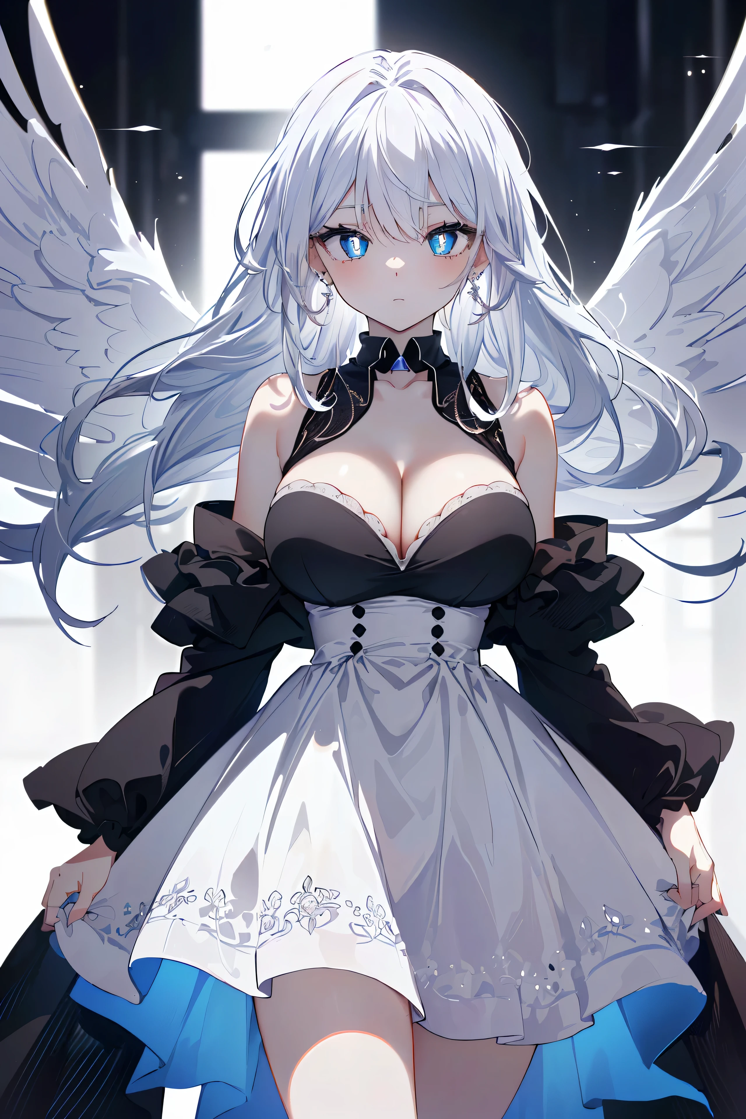 {((Anime, op art, profondeur de champ, Flou de mouvement, glowing light, UHD, retina, Masterpiece, ccurate, anatomiquement correct, textured skin, Super detail, high details, High quality, award winning, Best quality, high resolucion, 16k))} . | {((random_beau_coiffure, beau_Detailed_yeux, random_pupils_Couleur, grand_sein, clivage))} . | {((Models_corps, chic_earrings, beau_Colliers, Aline_robe ))} . | . | {((Grand angle, upper corps, (Parfait_doigts:1.0), (Parfait_jambes:1.0), mieux_mains, plus_detail))}