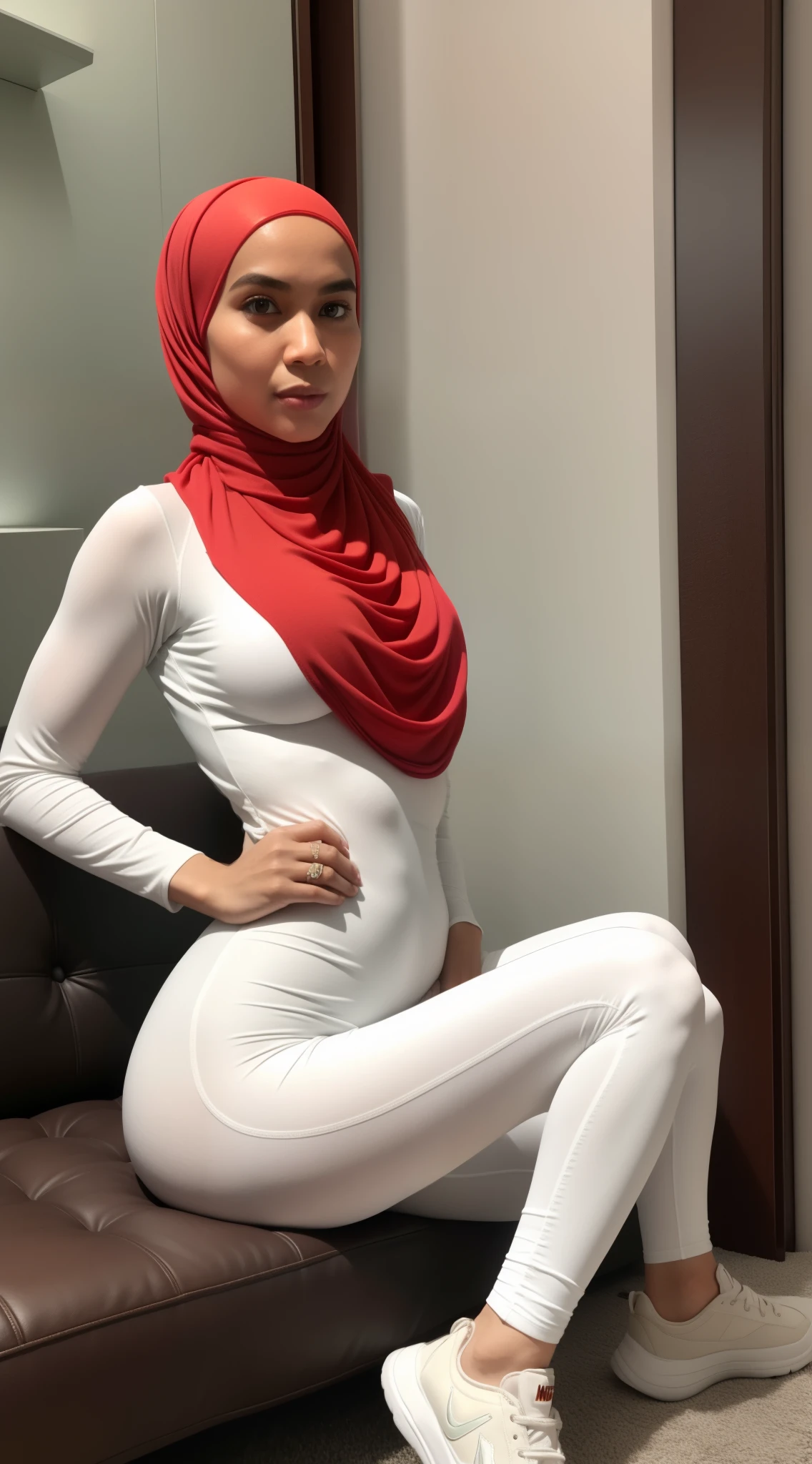 ((HIJAB MALAY GIRL)), (RAINBOW), SKINNY, FLAT CHEST, MINI SKIRT, HUGE WIDE BUTT, SKINNY, FLAT CHEST, NIPPLES , ((SKINNY)), ((HUGE WIDE BUTTS)), ((HEAVY WIDE BUTTS)), SNEAKERS, HUNG UP, FACING THE FRONT, SIT ON THE CHAIR, LEGGING, NIKE SNEAKERS , (WHITE SATIN HIJAB), LINGERIE DRESS, EXPERIENCED, OILY SKIN, tall buildings in background, twin towers,