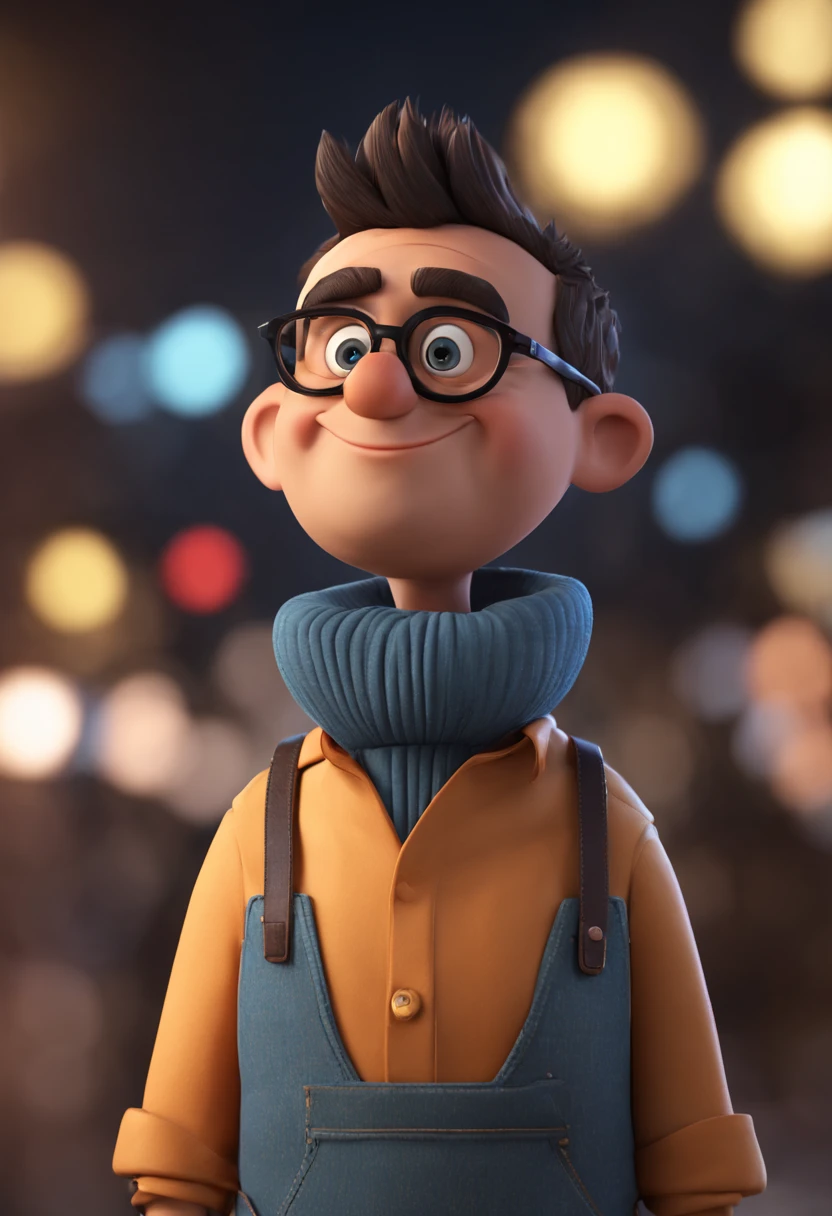 Cartoon character of a man with black glasses and a blue shirt, animation character, Caractere estilizado, animation style rendering, 3D estilizado, Arnold Maya render, 3 d render stylized, toon render keyshot, Personagem 3D, Personagem 3D, 3d rendering stylized, 3 d character render, personagem de desenho animado, Personagem de close up, Pose de personagem, (Estilo Pixar) (master part:1.2) (Bokeh) (best quality) (pele detalhada) (textura detalhada) (8k) (argila) (Cinematic lighting) (foco nítido