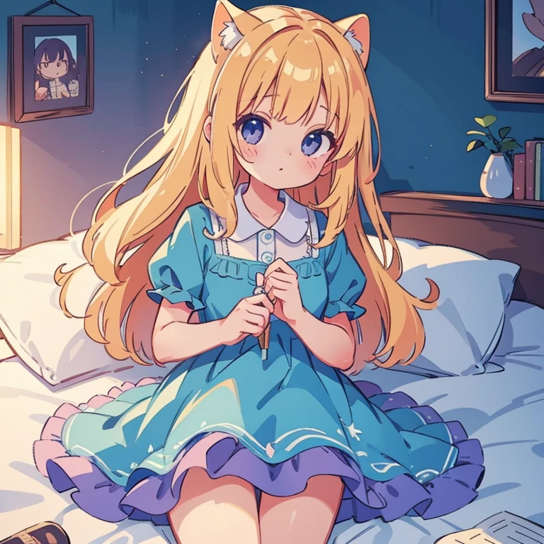 Beautiful cute girl, cute dress, extreme detail, high ray tracing, 8k, 4k, highest resolution, photography, high detailed lighting, perfect face, bedroom