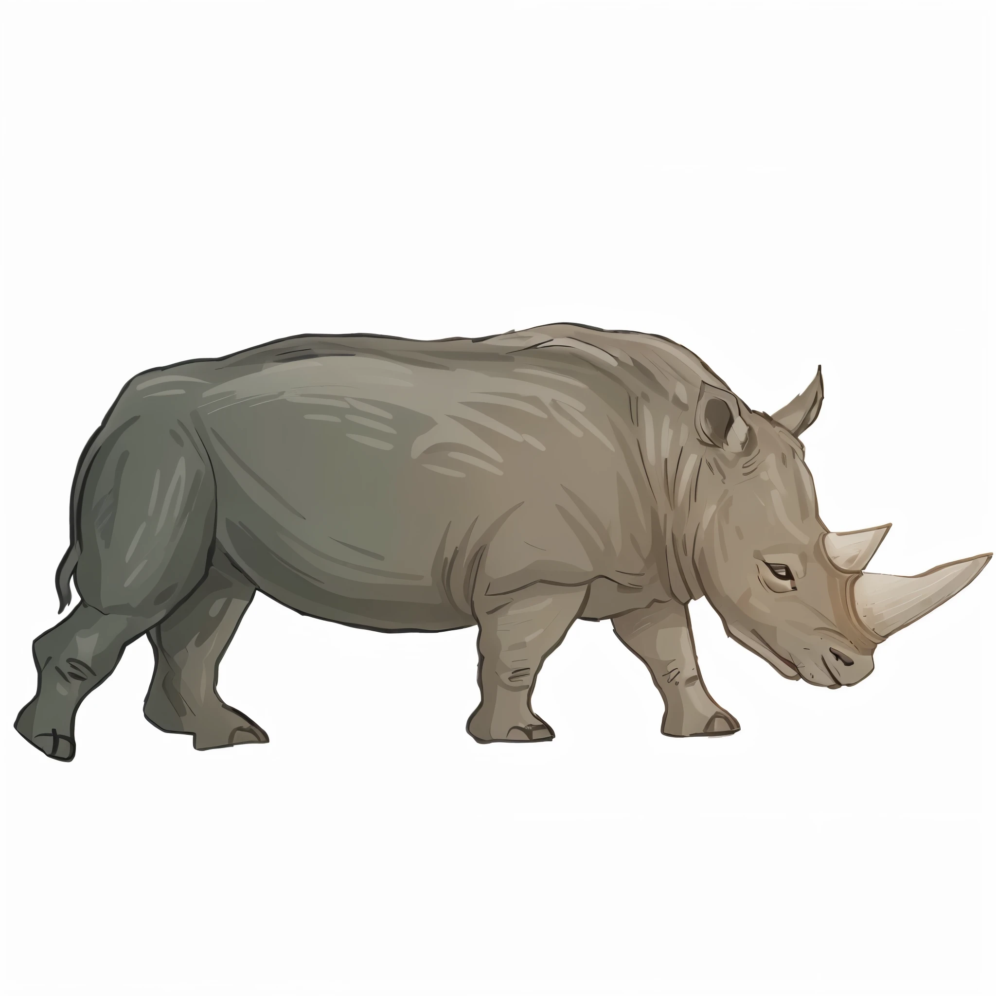 rinoceronte standing on a white background, rinoceronte, ezio, wildlife illustration, hd illustration, rinoceronte rendered, rinoceronteceros 3d, illustrations of animals, realistic illustration, an illustration of, animal altamente detalhado, sketch illustration, desenho da vida selvagem, Highly detailed illustration.", hand drawn illustration, desenho de animais, corno, High detail illustration, sharp High detail illustration, estilo de desenho tradicional