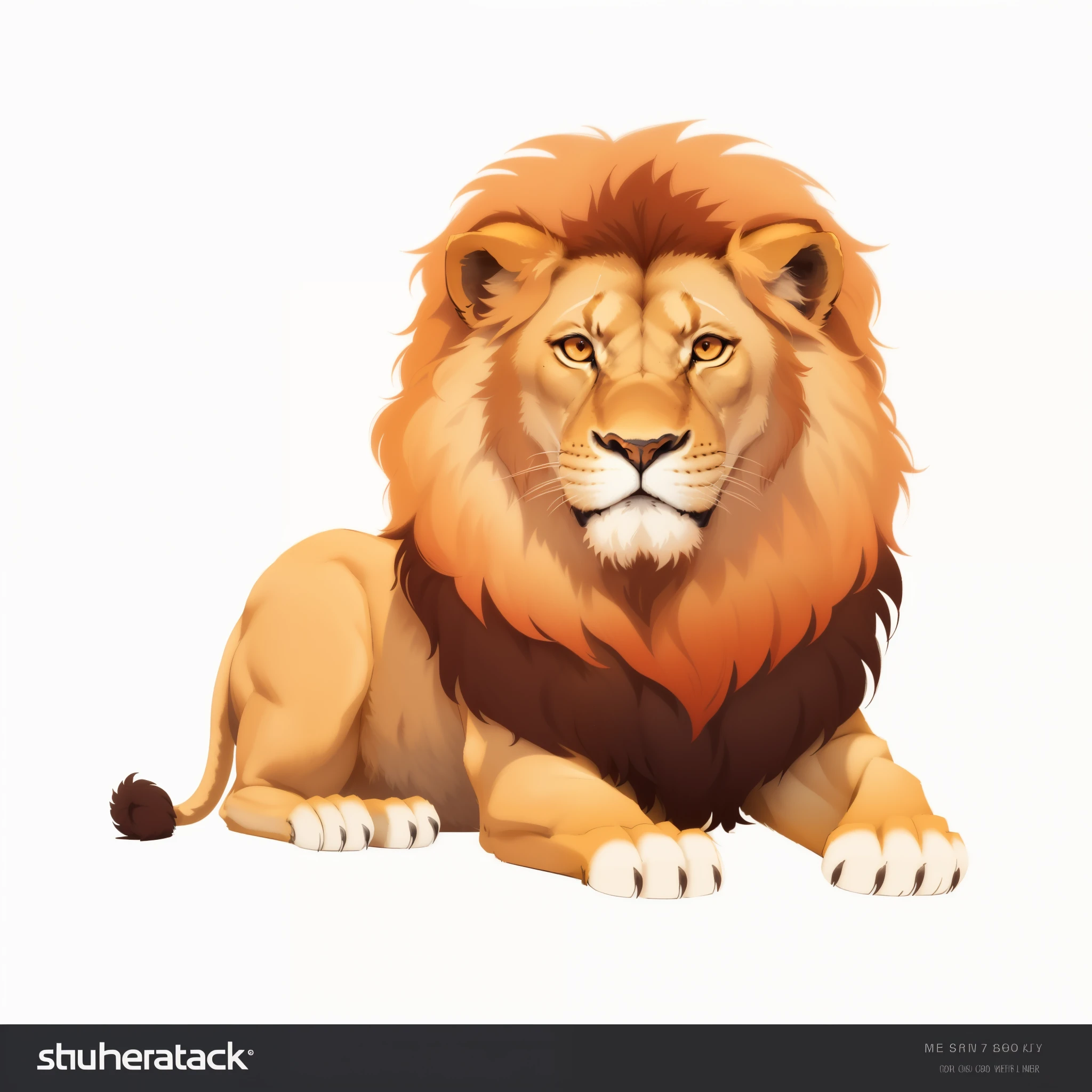 Lion sitting on the floor with his head turned to look like he is looking at something, 2d Lion de corpo inteiro, with a juba de um Lion, aslan o Lion, corpo de Lion, Rei da selva, Lion fofo, a juba de um Lion, meio Lion, little lions, Lion, Lion&#39;s head, complete whole corpo de Lion, hd illustration