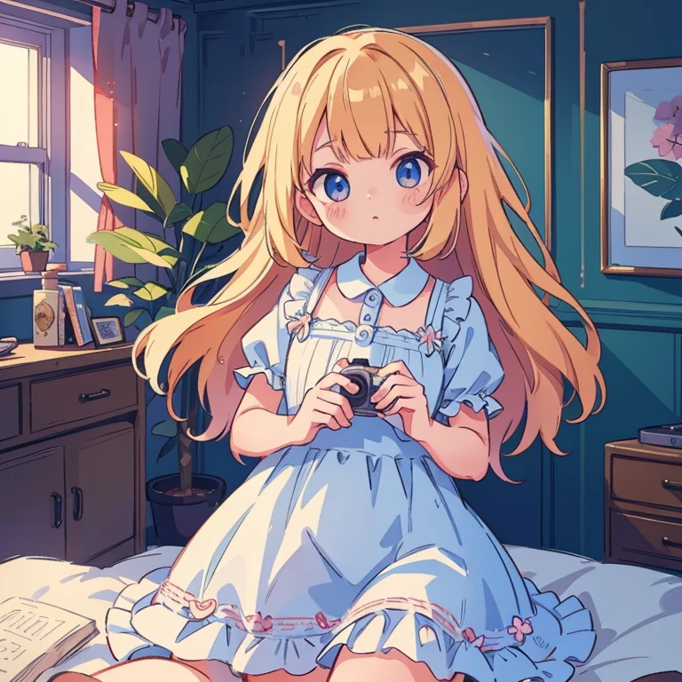 Beautiful cute girl, cute dress, extreme detail, high ray tracing, 8k, 4k, highest resolution, photography, high detailed lighting, perfect face, bedroom