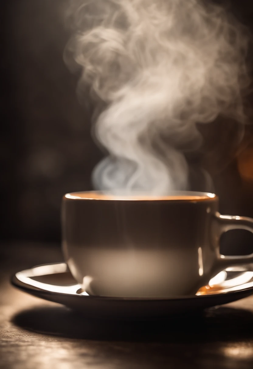 a close-up shot of a blank coffee mug mockup, with steam rising from a freshly brewed cup, evoking a sense of warmth and comfort associated with personalization and customization