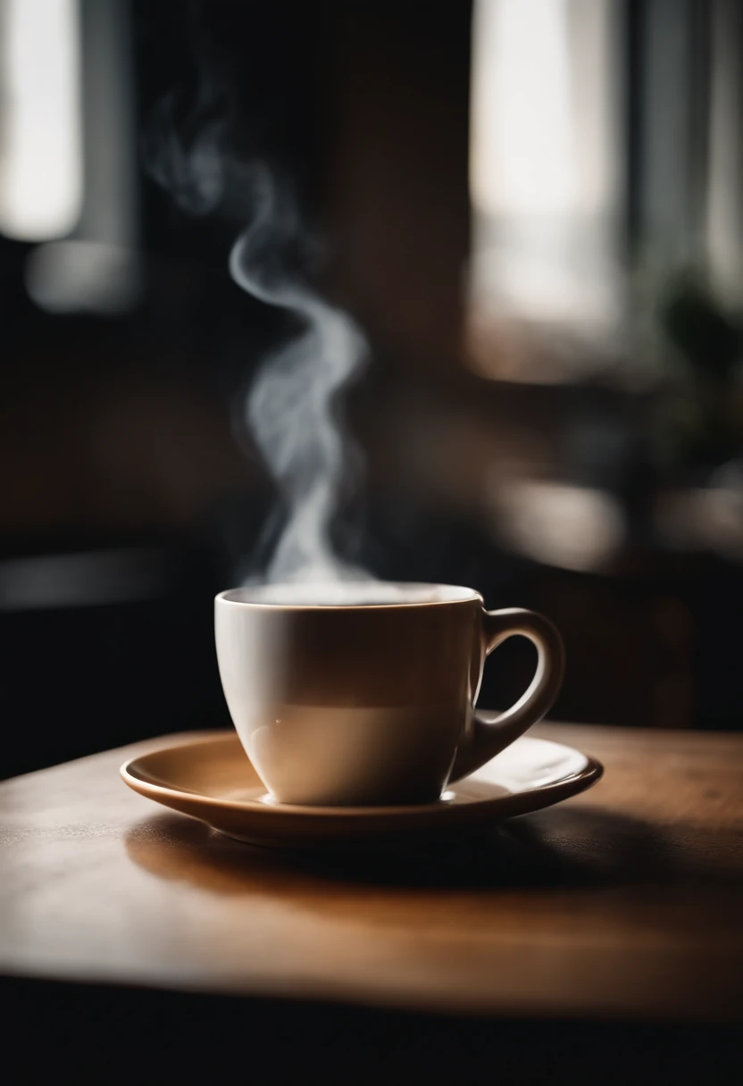 a close-up shot of a blank coffee mug mockup, with steam rising from a freshly brewed cup, evoking a sense of warmth and comfort associated with personalization and customization