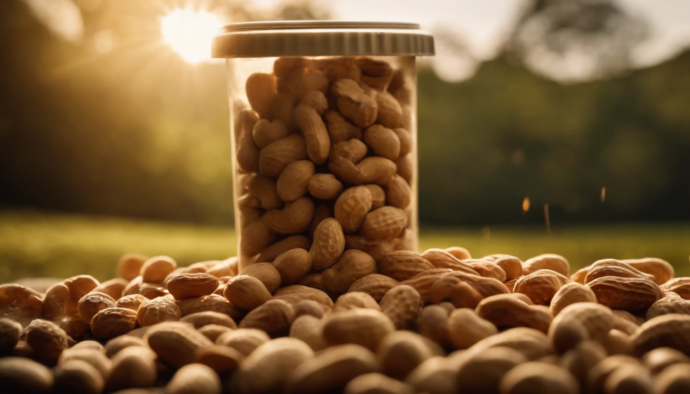 Capture the crunchy and satisfying nature of peanuts by photographing them in mid-air, being tossed or poured from a container, capturing their movement and texture