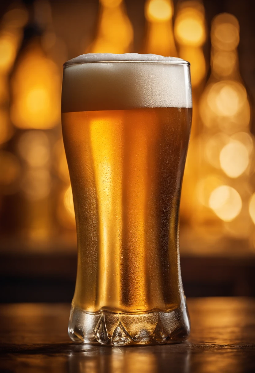 a close-up shot of a beer mug with condensation on the outside, emphasizing the beer’s refreshing and thirst-quenching qualities