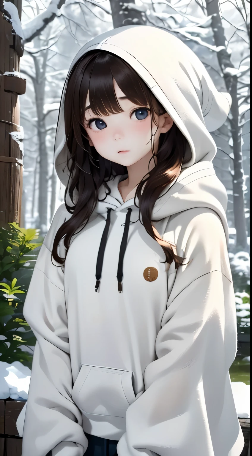 Winters、rhyme、Yuki、kou、Frozen World、a white world、One lady、33yo、Bewitching good looks、eroticism、parfect anatomy、Correct human body、Brown hair、Layered Haircut、short wavy hair、Woman with cute face、Perfect good looks、Natural color poncho style hoodie、Wearing a hood、Silence、white walls、rhyme、a white world、Simplified background、natural soft light、raw、Photorealsitic、top-quality、Real Stick、hiquality、high-level image quality、Random Poses