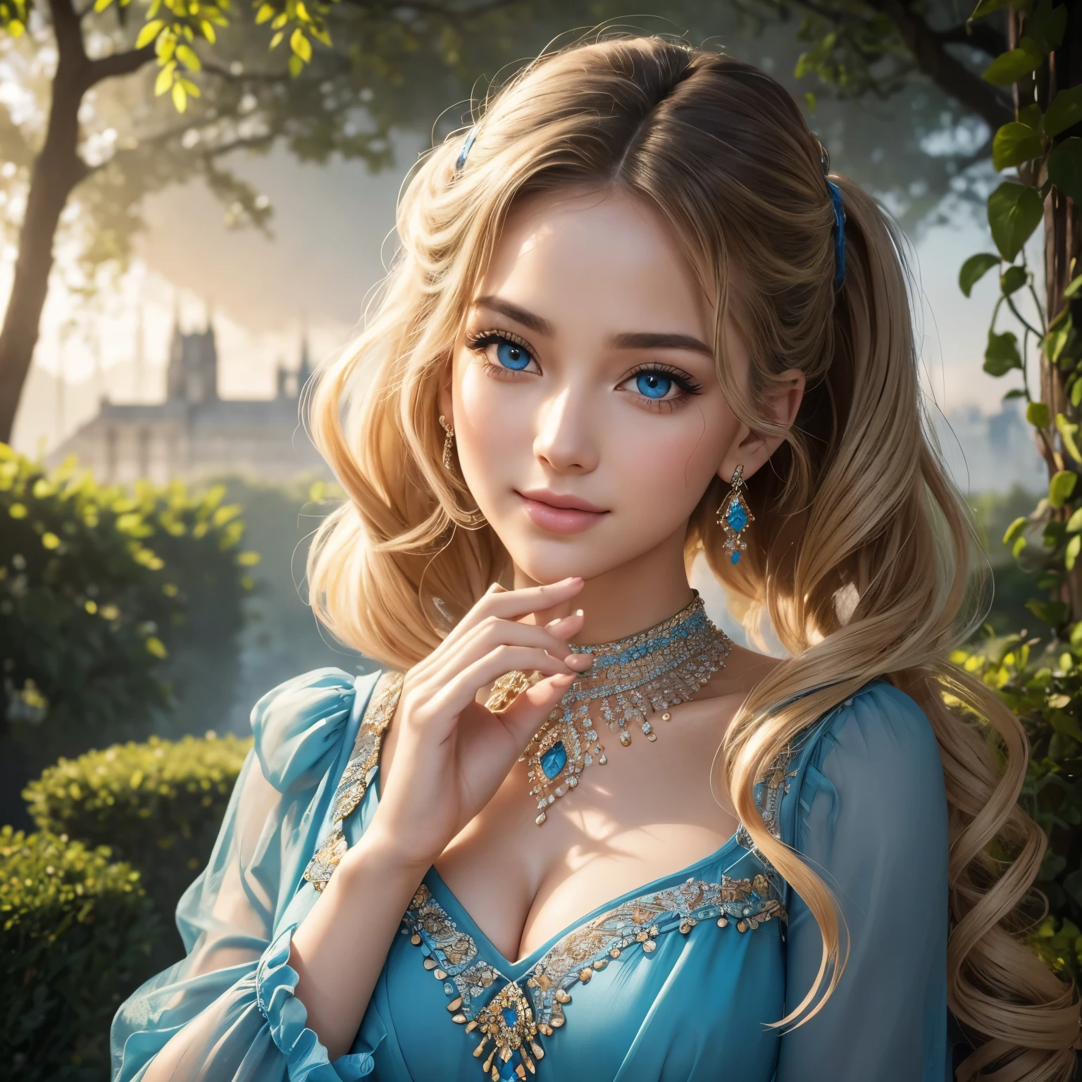masterpiece, best quality, Bubbles, blue dress, blonde pigtails, pretty face, insanely detailed eyes, intense look, fighting pose, destroyed city, distant fires, rising smoke, best quality,4k,8k,highres,masterpiece:1.2),ultra-detailed,(realistic,photorealistic,photo-realistic:1.37),beautiful detailed eyes,beautiful detailed lips,extremely detailed eyes and face,long eyelashes,curly hair,alluring gaze,vibrant personality,confident smile,gorgeous figure and body posture,stylish and fashionable attire,exquisite jewelry,sparkling diamond earrings,enchanting garden setting,soft and natural lighting,sculptural beauty,flawless complexion,graceful poise,dainty hands and fingers,ethereal beauty,subtle blush on cheeks,elegant and alluring gaze,delicate and captivating facial features.