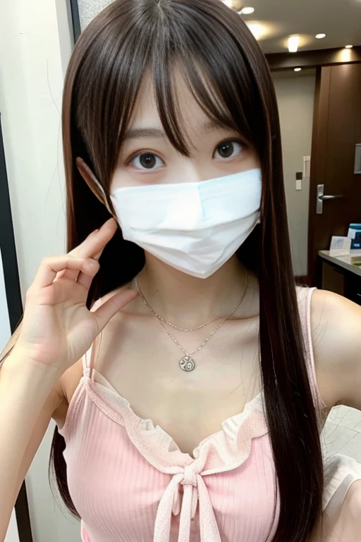 beauty girl doing anime cosplay with mask