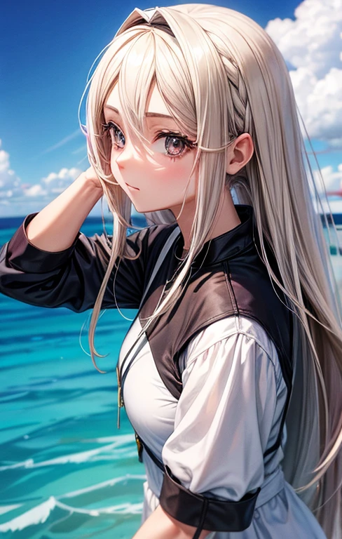 Estilo anime, semi-realista, 1 menina, cabelos pretos, olhos castanhos, pele clara, olhando para o espectador, covering your nose with your hand
