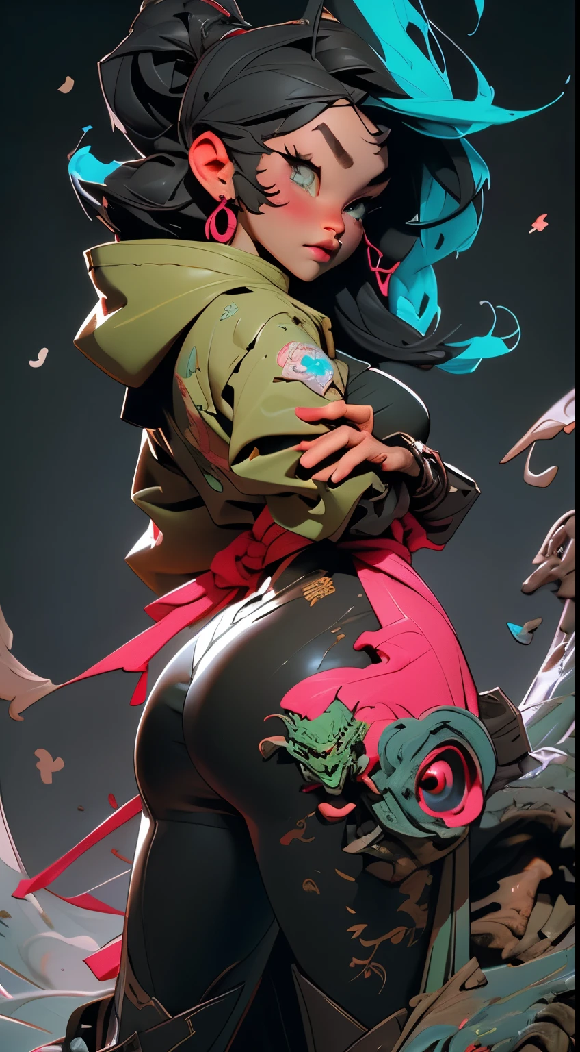 01((Very nice girl in full height)). With a green dragon. Anime milf with pink hair posing in black and blue outfit with green dragon, tanned skin, . She is very beautiful. A cool girl in a leather corset, pink hair with two tails and blue eyes, high black leather boots, black gloves on her hands. Blue fog, New Year's lights - the street of the old city, in the Christmas park, winter weather, cold, night - lights, She is outside - happy. 02_ anime - style image of a woman with a yellow jacket and black hair, artwork in the style of guweiz, guweiz, artgerm and atey ghailan, cyberpunk anime girl in hoodie, guweiz on artstation pixiv, striking detailed artstyle, guweiz on pixiv artstation, trending on cgstation . Highest quality modern, art deco, surrealism. Side lighting, warm light, cool shadows. Chiaroscuro, contrasting shapes, volume and depth of the image. Slight blur in the background. Dust squeaks underfoot. Soft lighting. 03_Highest quality, cinematic rendering. Epic setting, Green dragon and Sexy anime milf girl. Soft side - contrast lighting, warm light, soft - deep cold shadows. Ocher, sepia, cold lateral reflex. (Dark leather, metal, several colors decorate the composition). animation, masterpiece. Unreal engine, FUL SD. 16K. Deep focus, high color range.