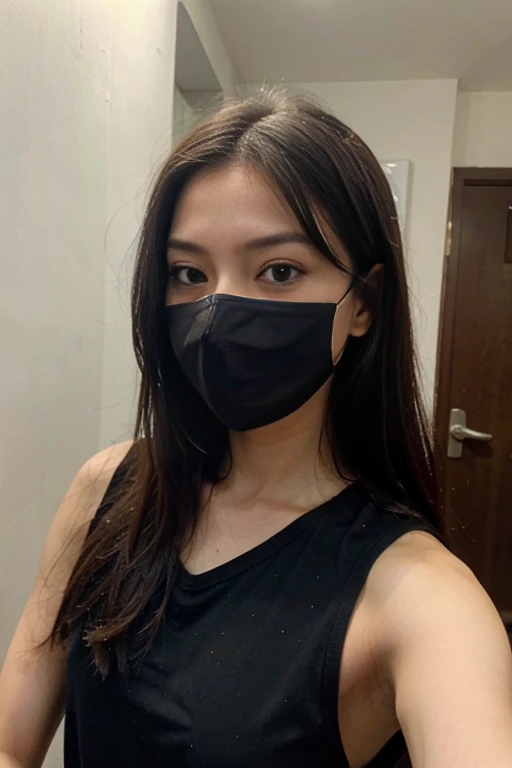 beauty asian girl selfie with mask