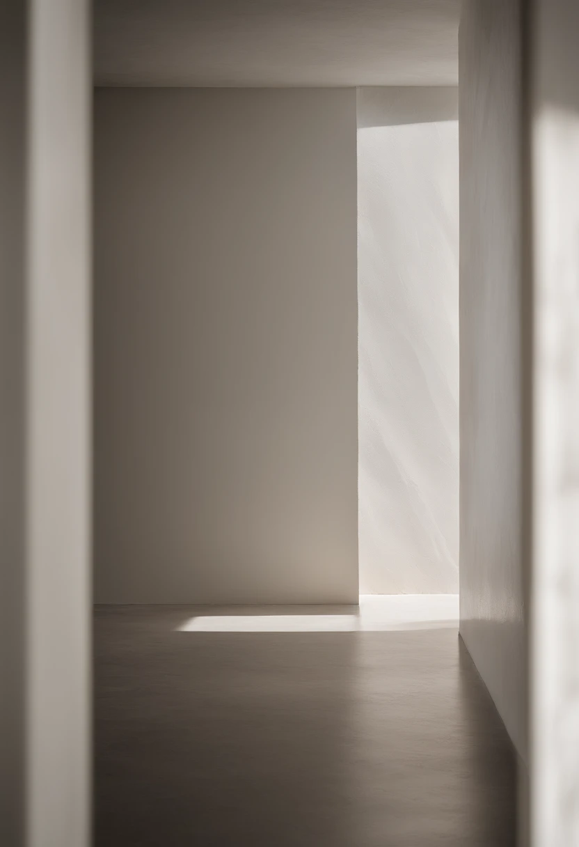 An aesthetic photo of a plastered wall, with its smooth and subtly textured surface, highlighting the clean and minimalist aesthetic of plaster in shades of white, cream, or light gray