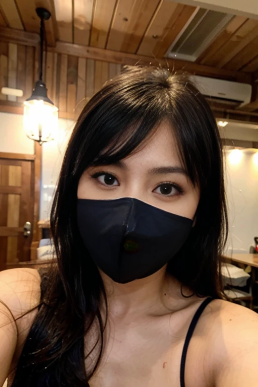 beauty asian girl selfie with mask