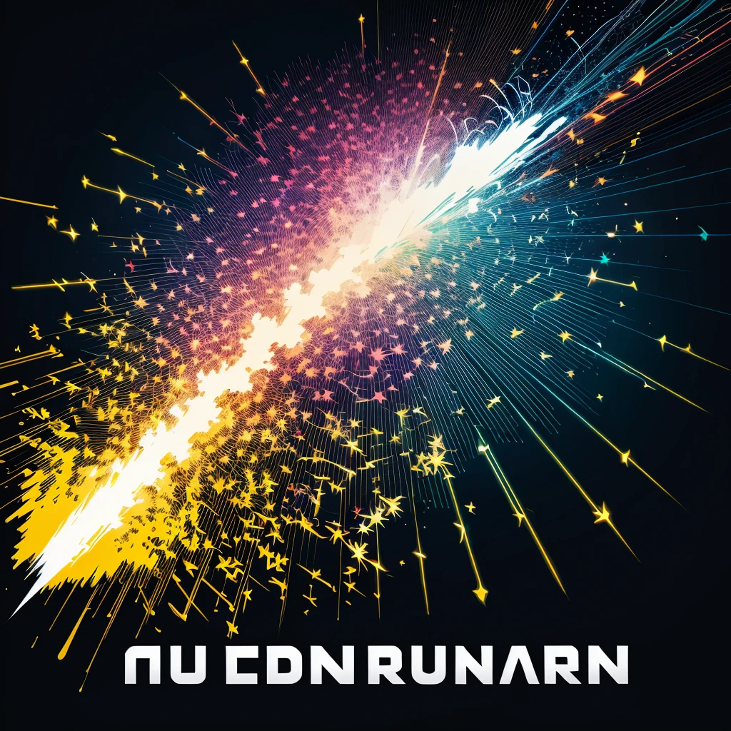Graphic Design, Flat design, lightning,lightning bolt、 London Street, Colorful tones, Highly detailed, clean, Vector image, Professional Photographer, explosion of smoke, Background, flat black background, 光沢のあるVector image.