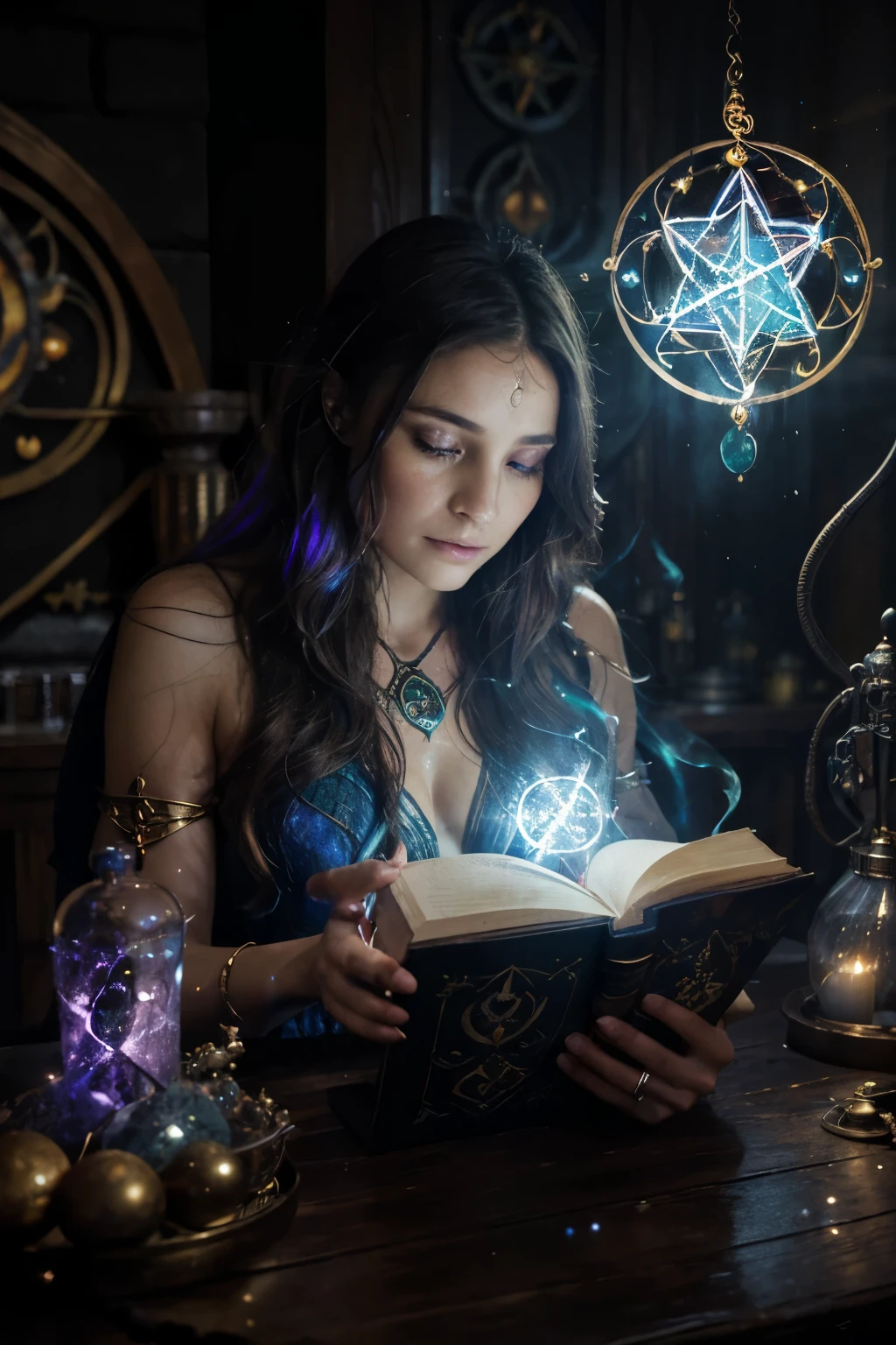 (best quality,highres),detialed face and eye variations,(realistic,portrait) rendering, vibrant colors, mystical lighting, enchanting atmosphere, flowing robes, captivating gaze, intricate tattoos, ethereal beauty, magical aura, ancient symbols, spellbinding power, enchanting surroundings, mesmerizing energy, surreal composition, alchemical elements, shimmering crystals, transformative magic, alchemy experiments, otherworldly alchemy laboratory, glowing elixirs, mystical mist, radiant sunlight, alchemical symbols, mystical sigils, swirling energy, mysterious book of spells, potent potions, magical apparatus, celestial alignment, knowledge and mystery, divine secrets, alchemical mastery, awakening hidden powers, transcendent transformation, ethereal fusion.