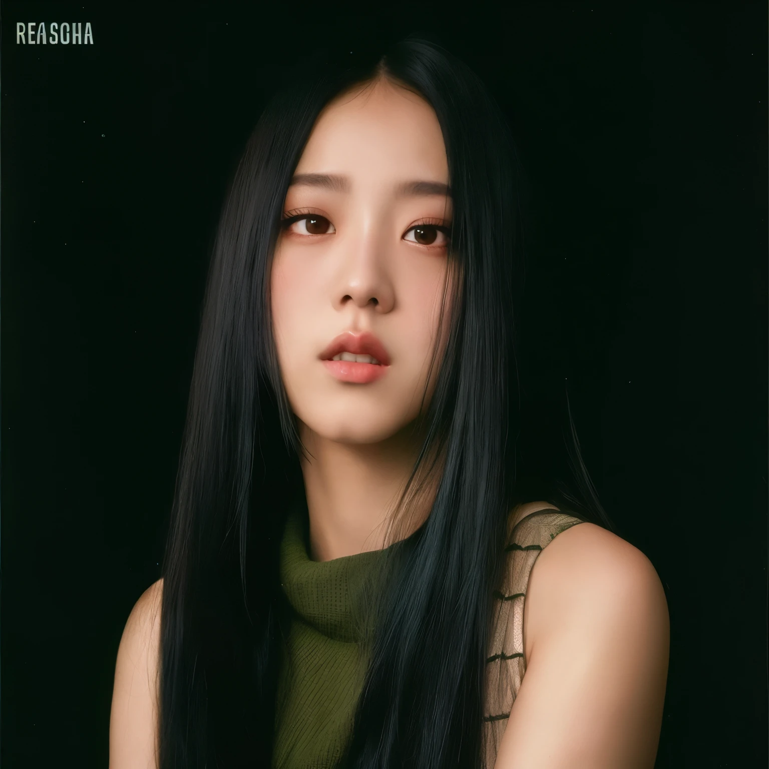 Mujer arafed con pelo largo y negro y un top verde., Retrato Jisoo Blackpink, Jisoo de Blackpink, Jisoo de Blackpink, portrait of Jossi de Blackpink, Parque Roseanne de Blackpink, Blackpink Jennie, Jossi de Blackpink, Heonhwa Choe, Parque Ji-min, Sun Yunjoo, Seseon Yoon, inspirado por Tang Sin Yun Sandara, Gongbi