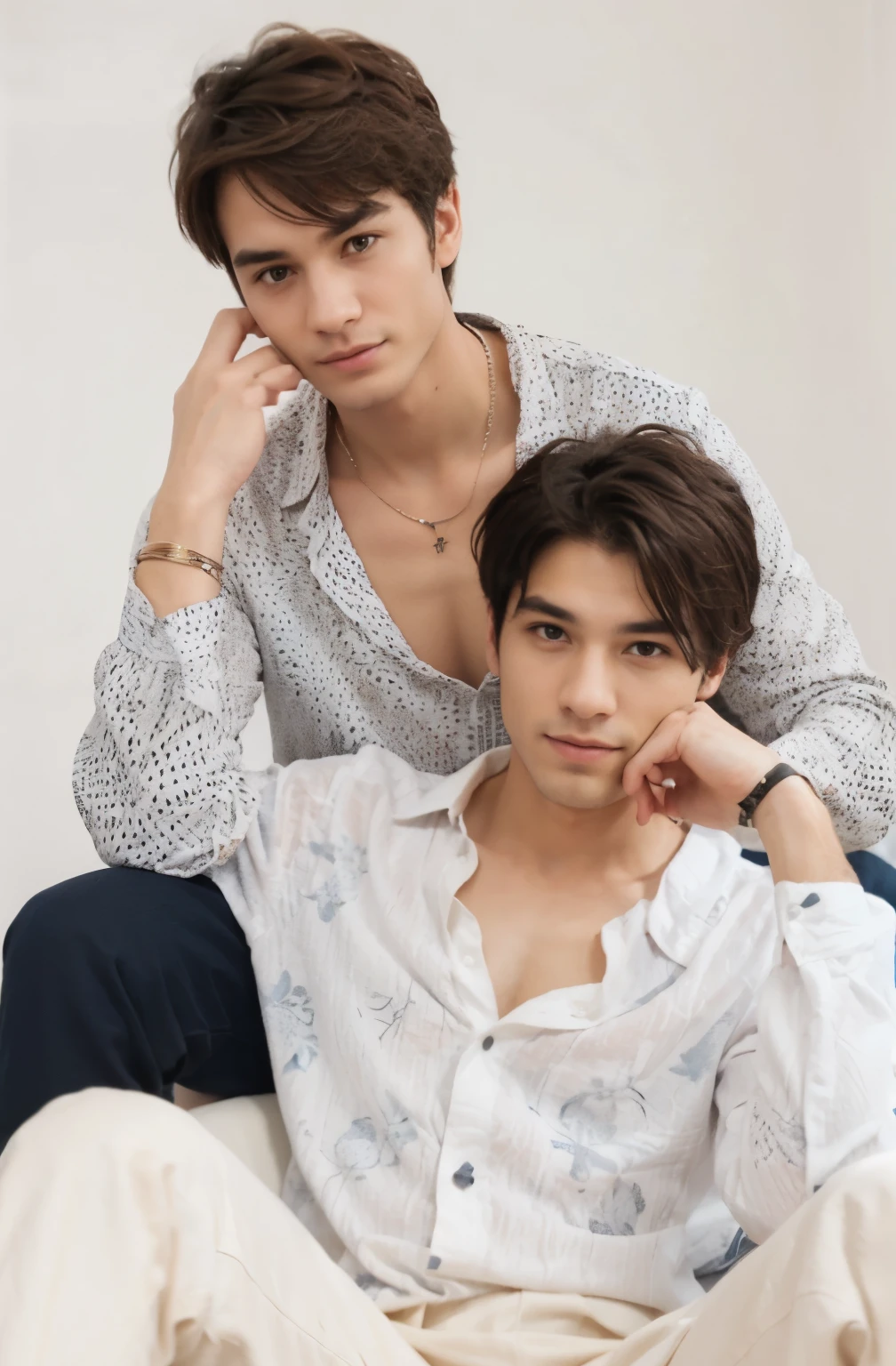 Two men posing for photos