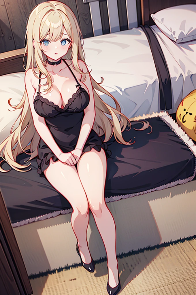 tmasterpiece, Best quality at best, finely detailled, A high resolution, Extremely refined and beautiful, 1womanl,slenderlegs, looking at viewert, face to the viewer, Golden hair, white backgrounid, 独奏,(full bodyesbian:2),(Bigchest:1.2),A mother,Big breasts wife,Bedrooms,Complicated details,Intricate patterns,