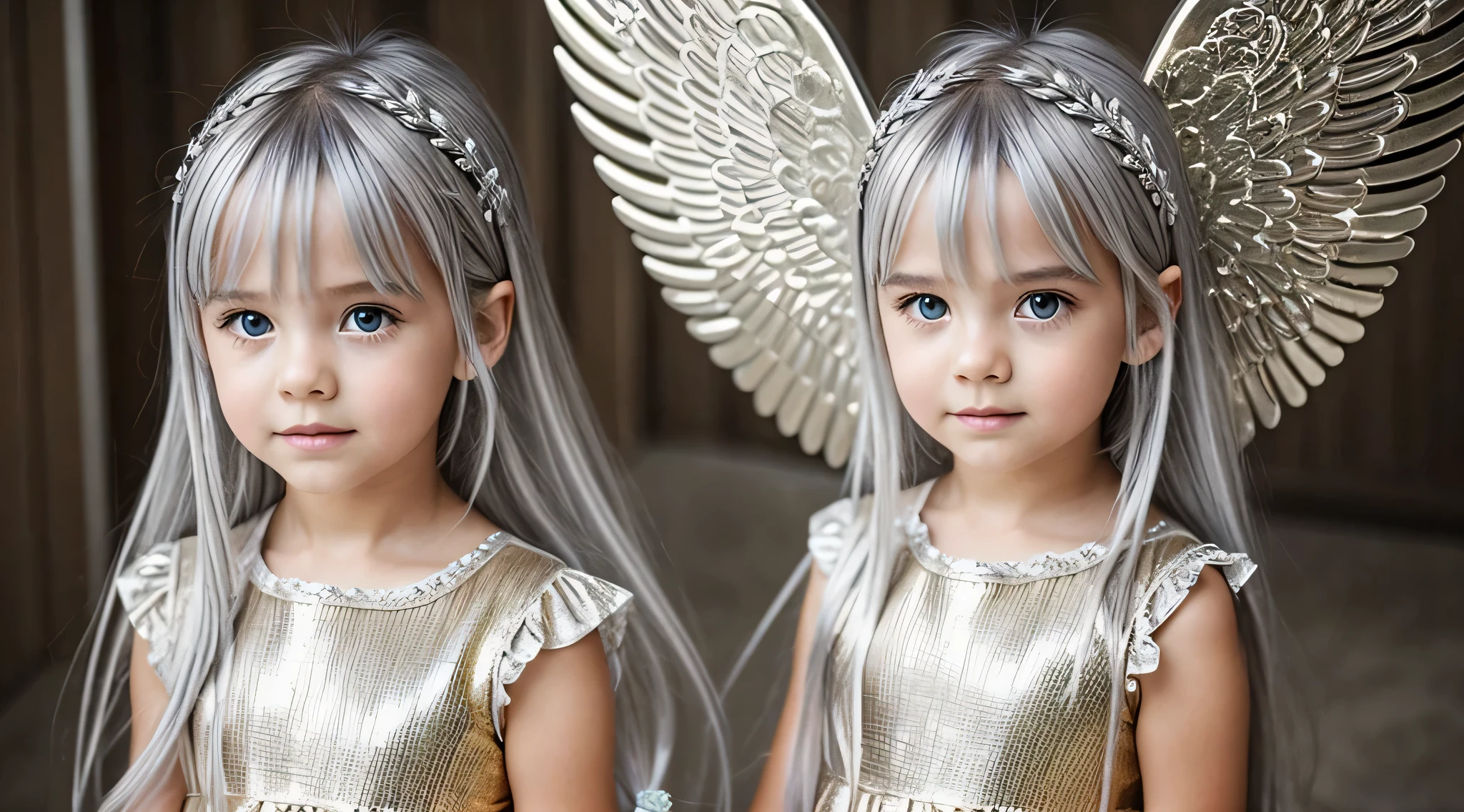 CHILDREN SILVER HAIR GOLDEN ANGEL GIRL.