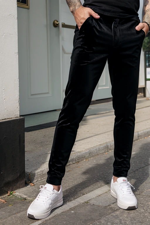 Man Black velvet pants cock