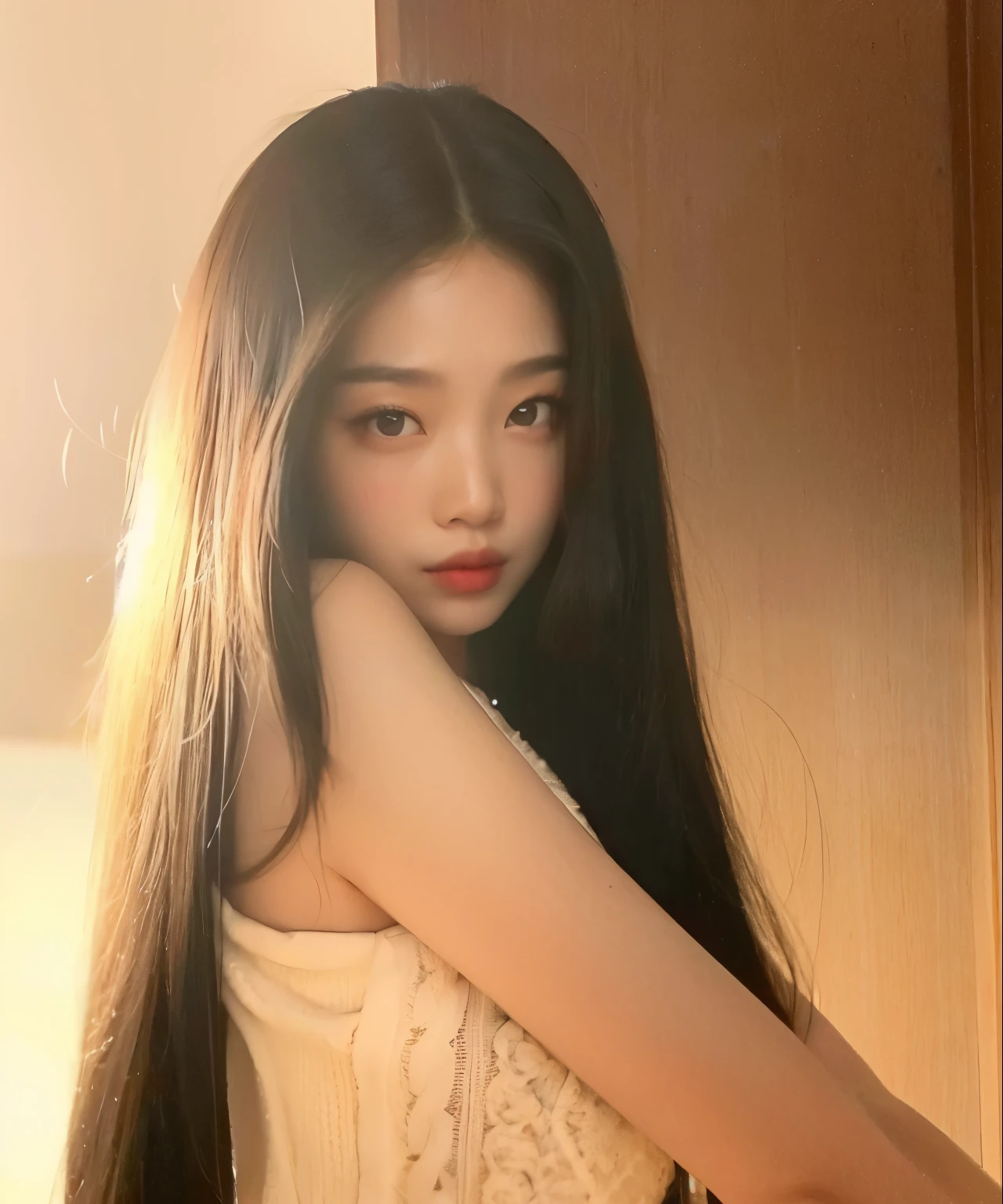 araffe asian woman with long hair posing for a picture, blackpink jennie, jaeyeon nam, with long hair, jinyoung shin, jossi of blackpink, heonhwa choe, asian girl with long hair, gongbi, lee ji - eun, lee ji-eun, long glowing ethereal hair, park ji-min, kwak ji young, straight hairstyle, joy red velvet