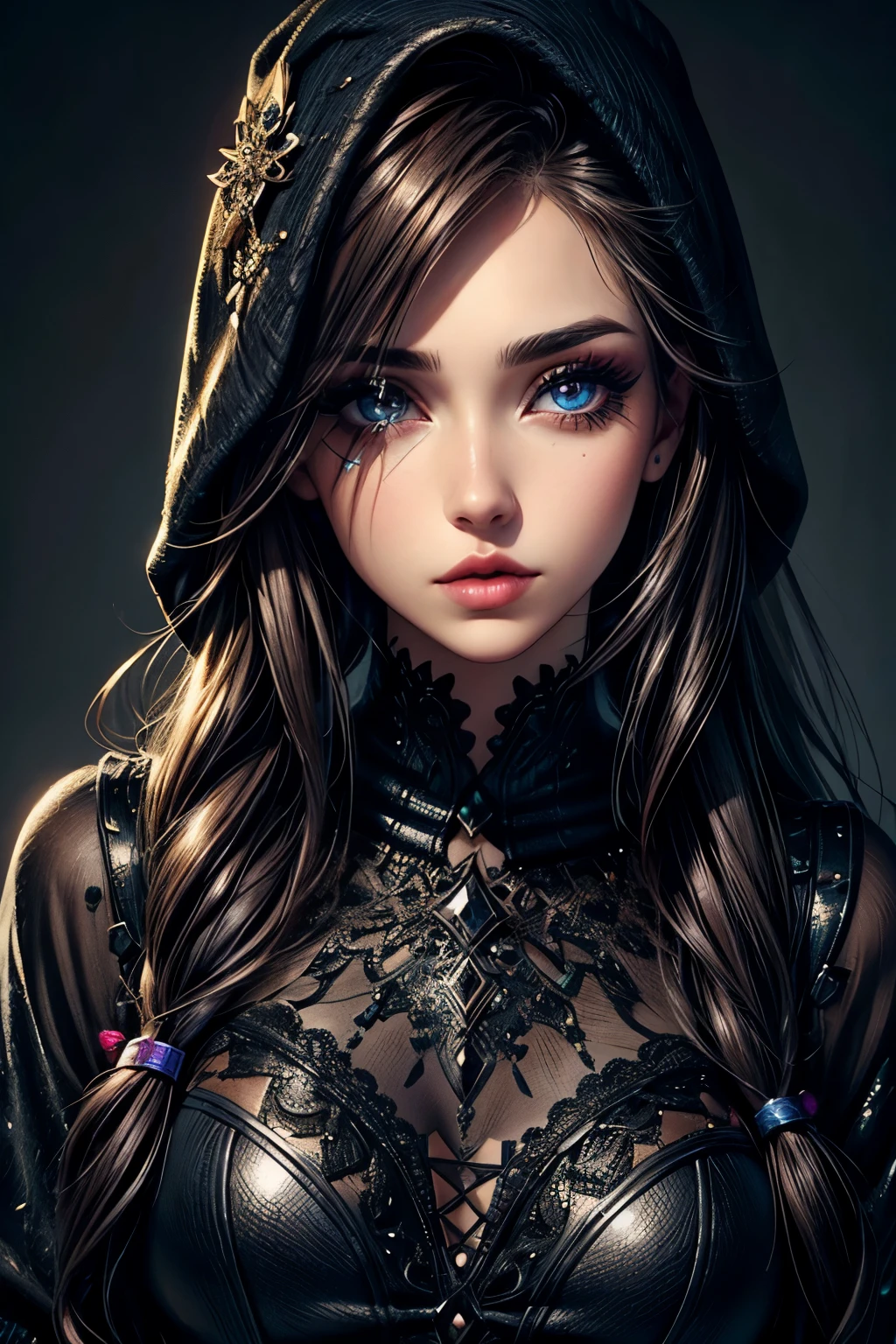 Beautiful detailed eyes, Beautiful detailed lips, Rough clothing, Cool Beauty, Special makeup,