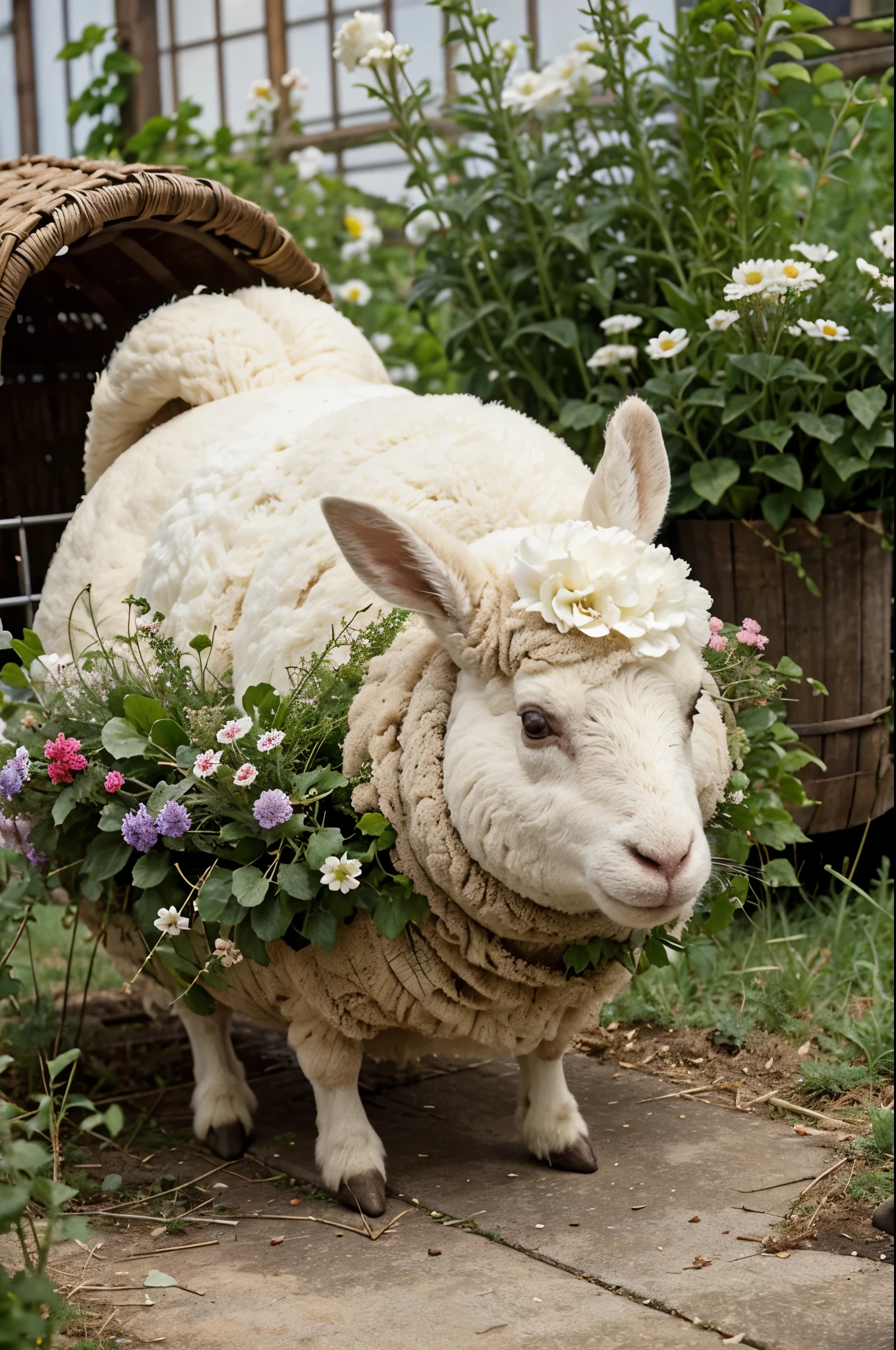 Hase,Kartoffeln, Blumen, Natur,unsheep