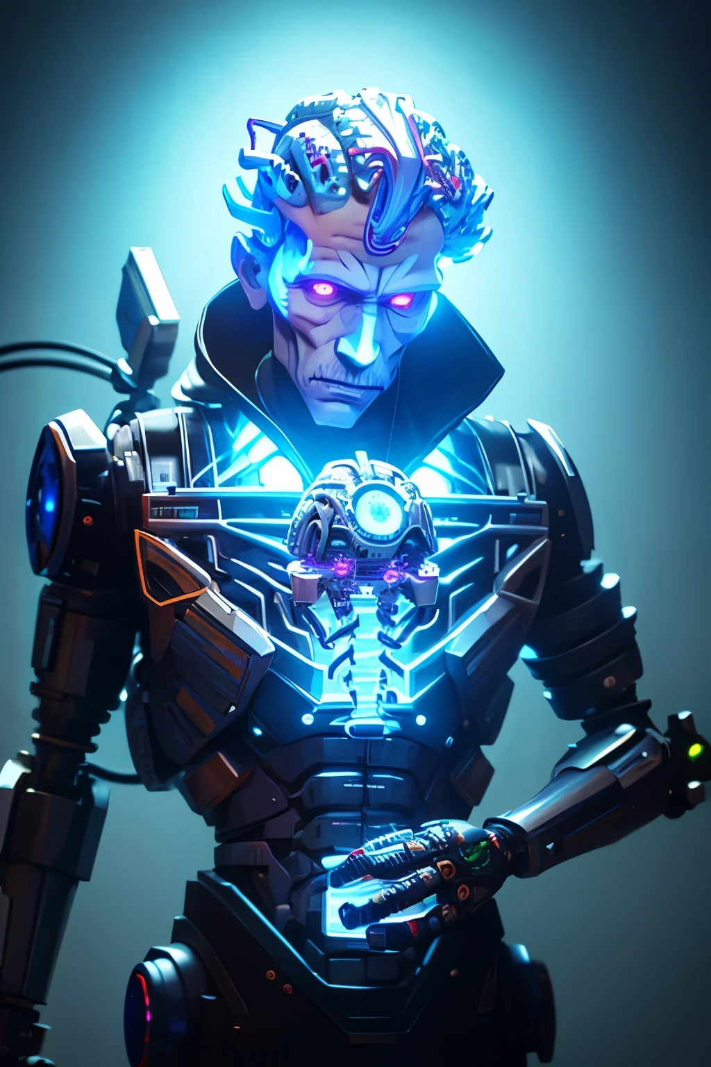 Mechanical Brain, detailed robotic and futuristic brain, man with that brain in his hand detailed 4k,