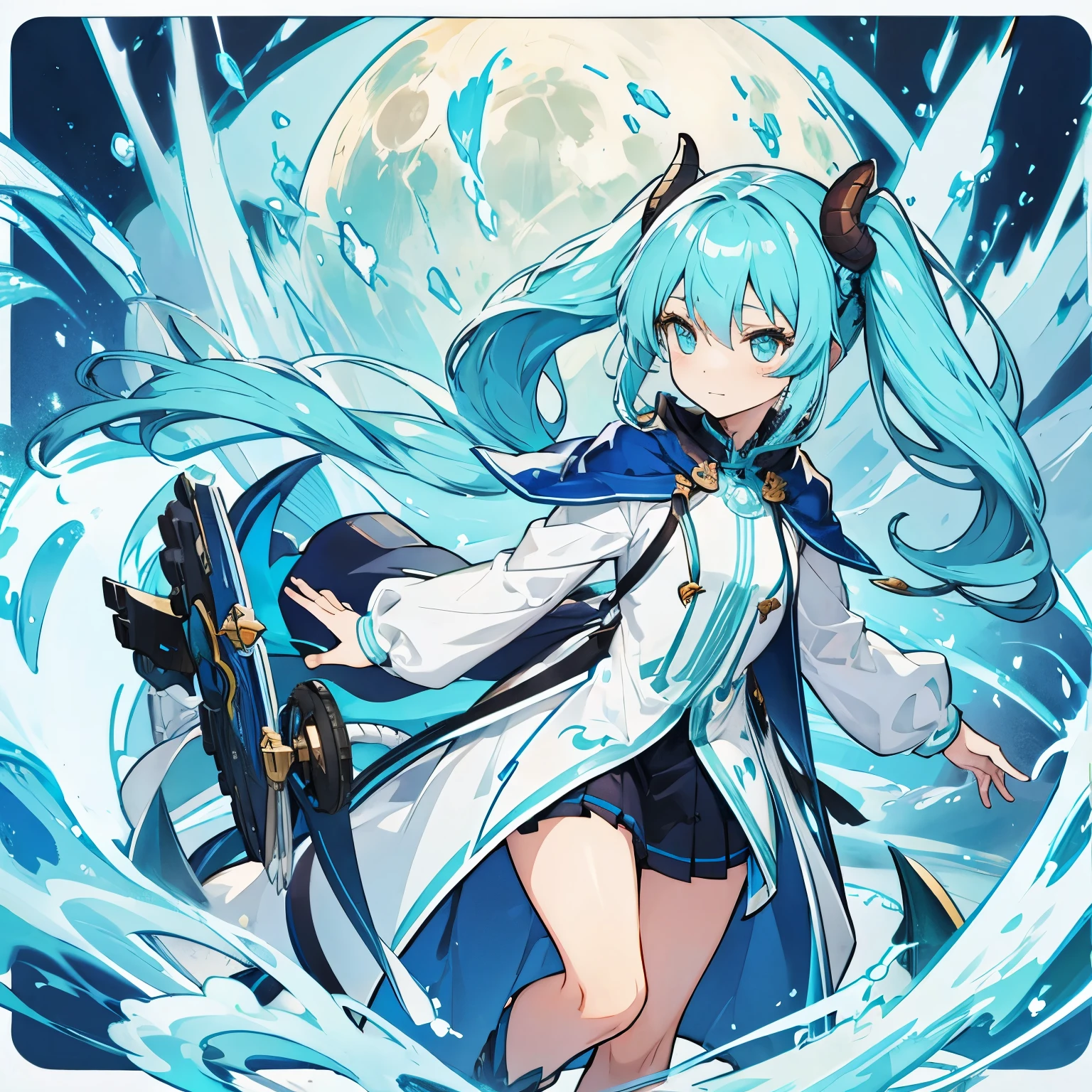 Dragon girl with light blue twintails