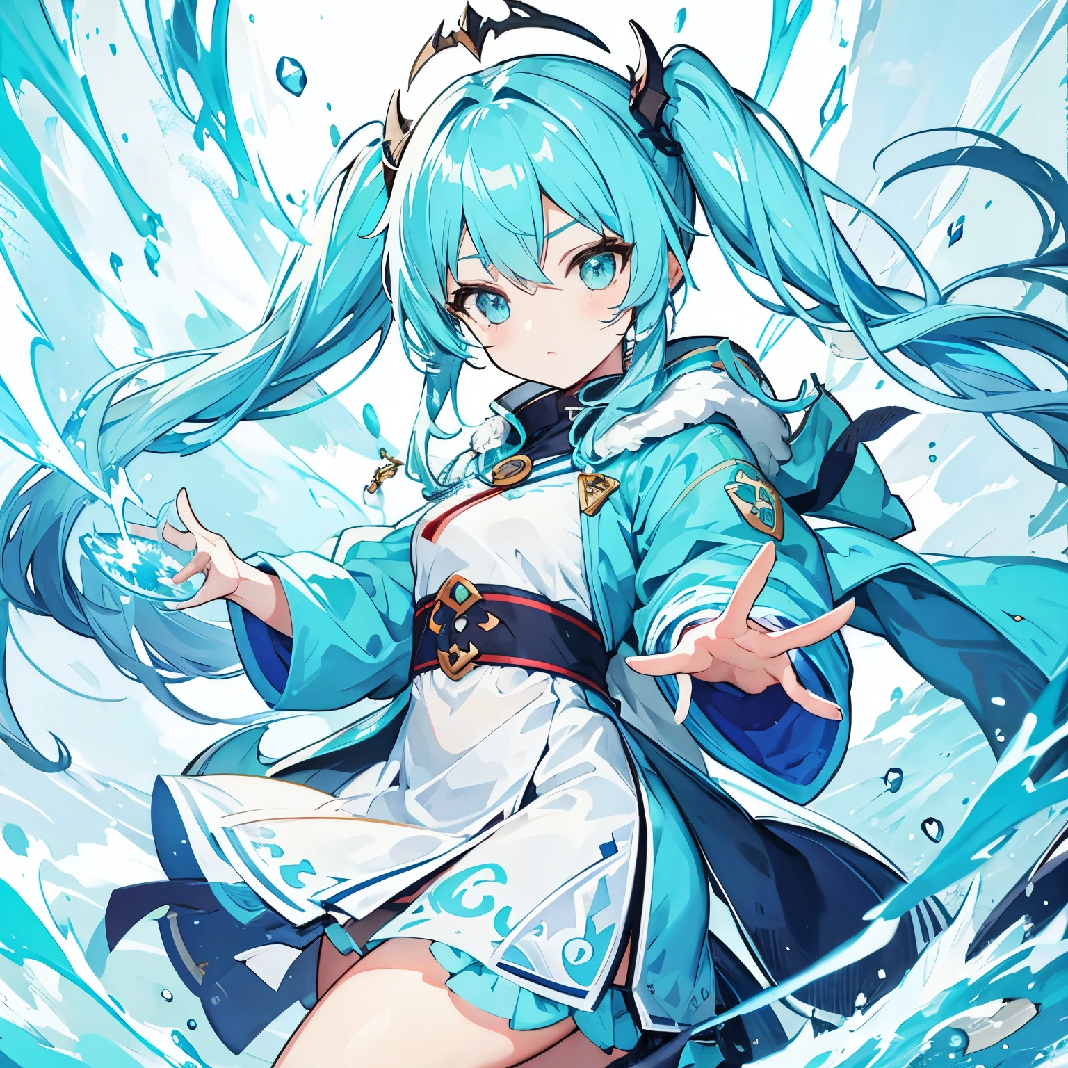 Dragon girl with light blue twintails