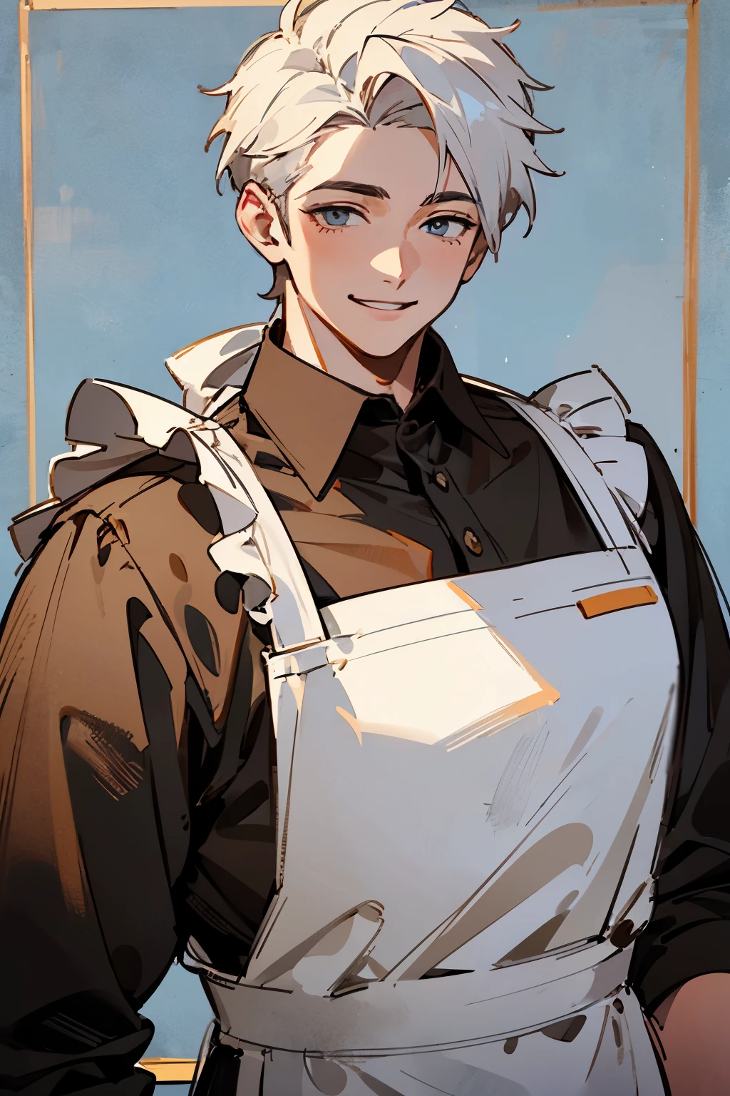 husband with apron smiling kindly digital drawing high quality art drawing painting boy male boy husband man